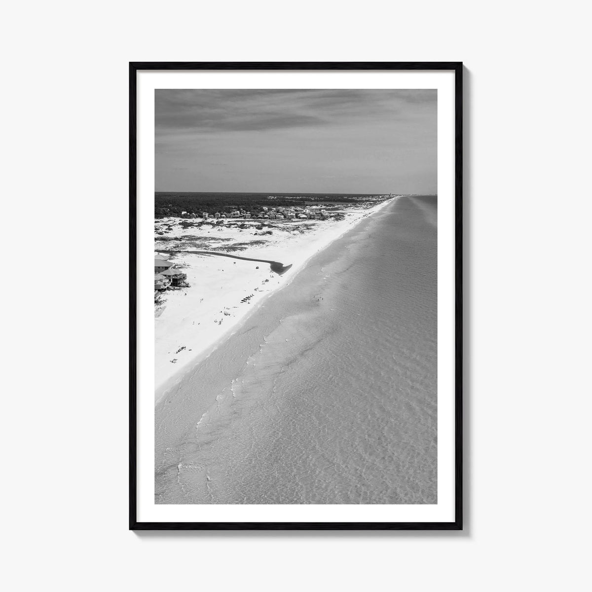 30A black & white photo poster of Florida, USA – vertical wall art, unframed print shown in interior mockup