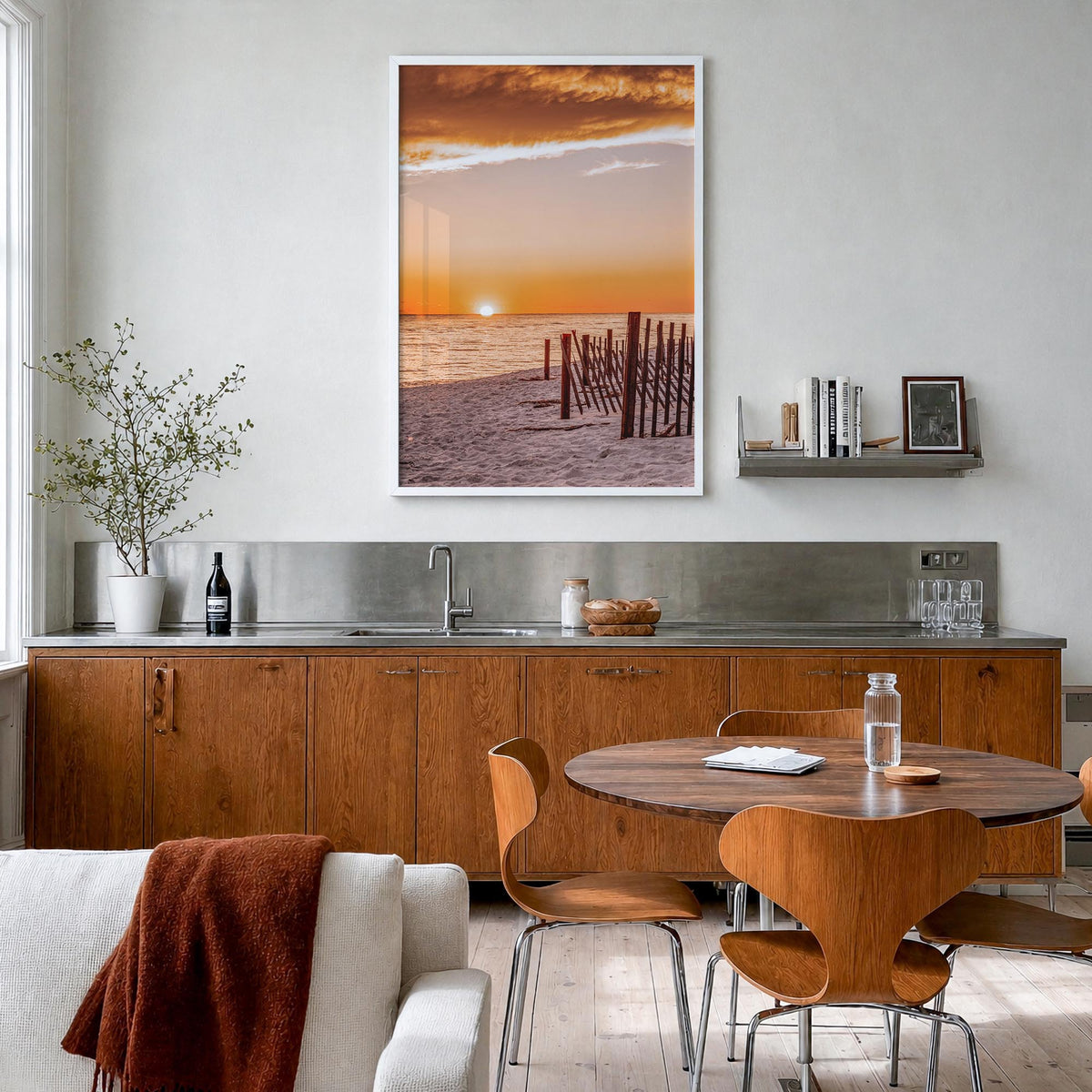 30A colorful photo poster of Florida, USA – vertical wall art in white wood frame, hanging on wall