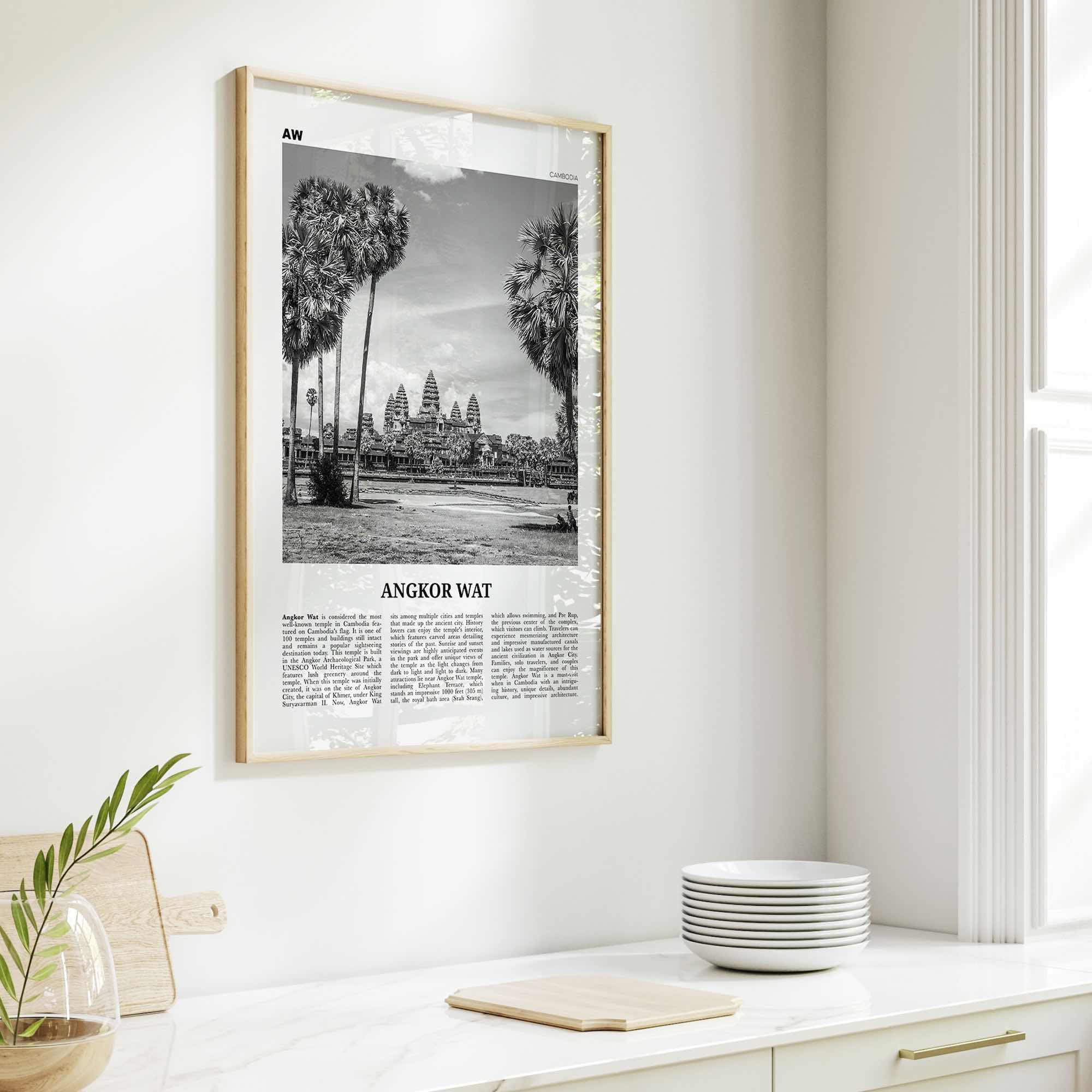 Angkor Wat Print Black and White, Angkor Wat Wall Art, Angkor Wat Poster, Angkor Wat Photo, Angkor Wat Wall Décor, Cambodia