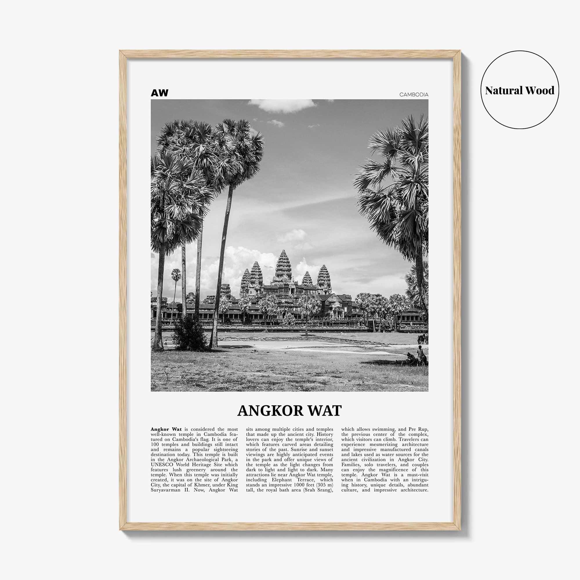 Angkor Wat Print Black and White, Angkor Wat Wall Art, Angkor Wat Poster, Angkor Wat Photo, Angkor Wat Wall Décor, Cambodia
