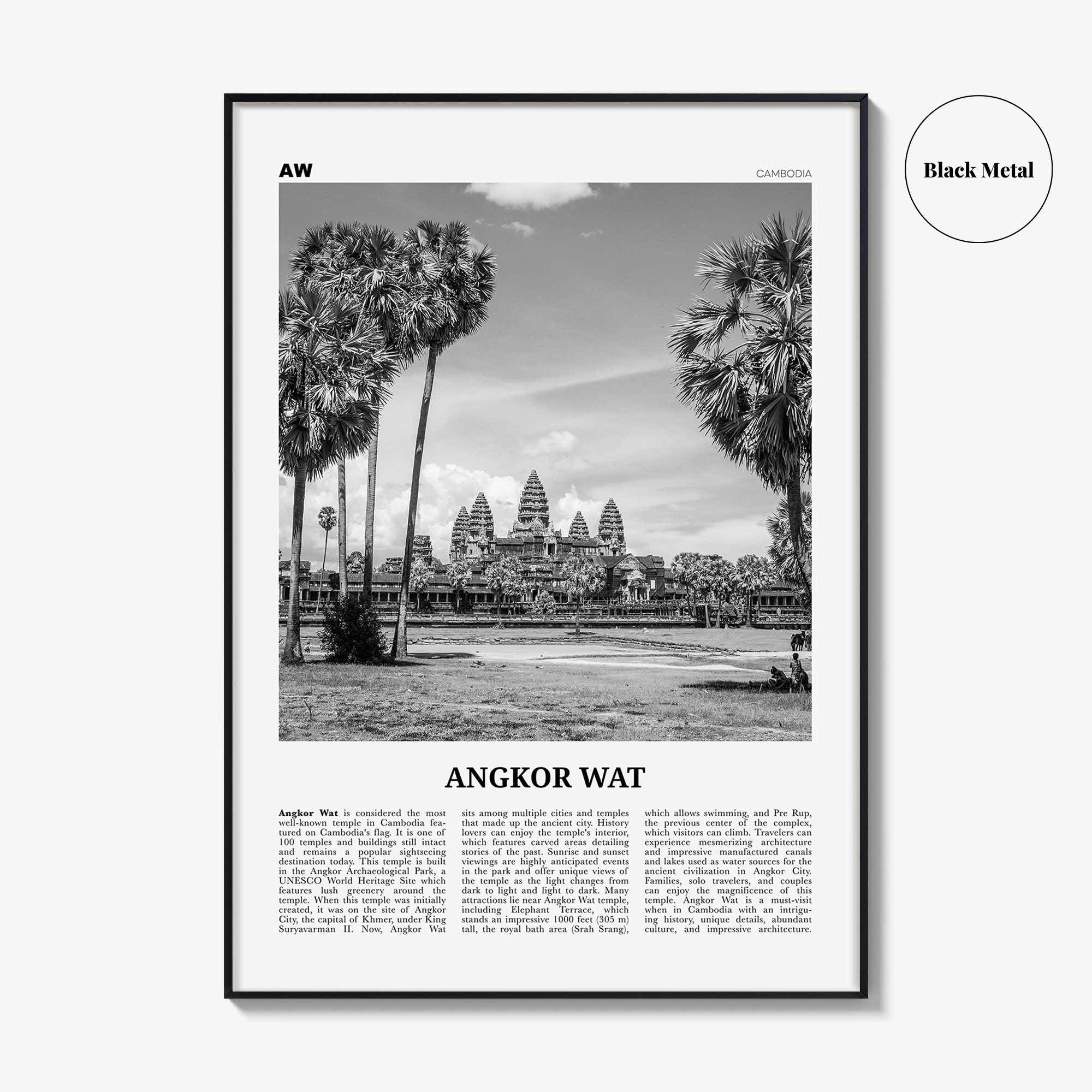 Angkor Wat Print Black and White, Angkor Wat Wall Art, Angkor Wat Poster, Angkor Wat Photo, Angkor Wat Wall Décor, Cambodia