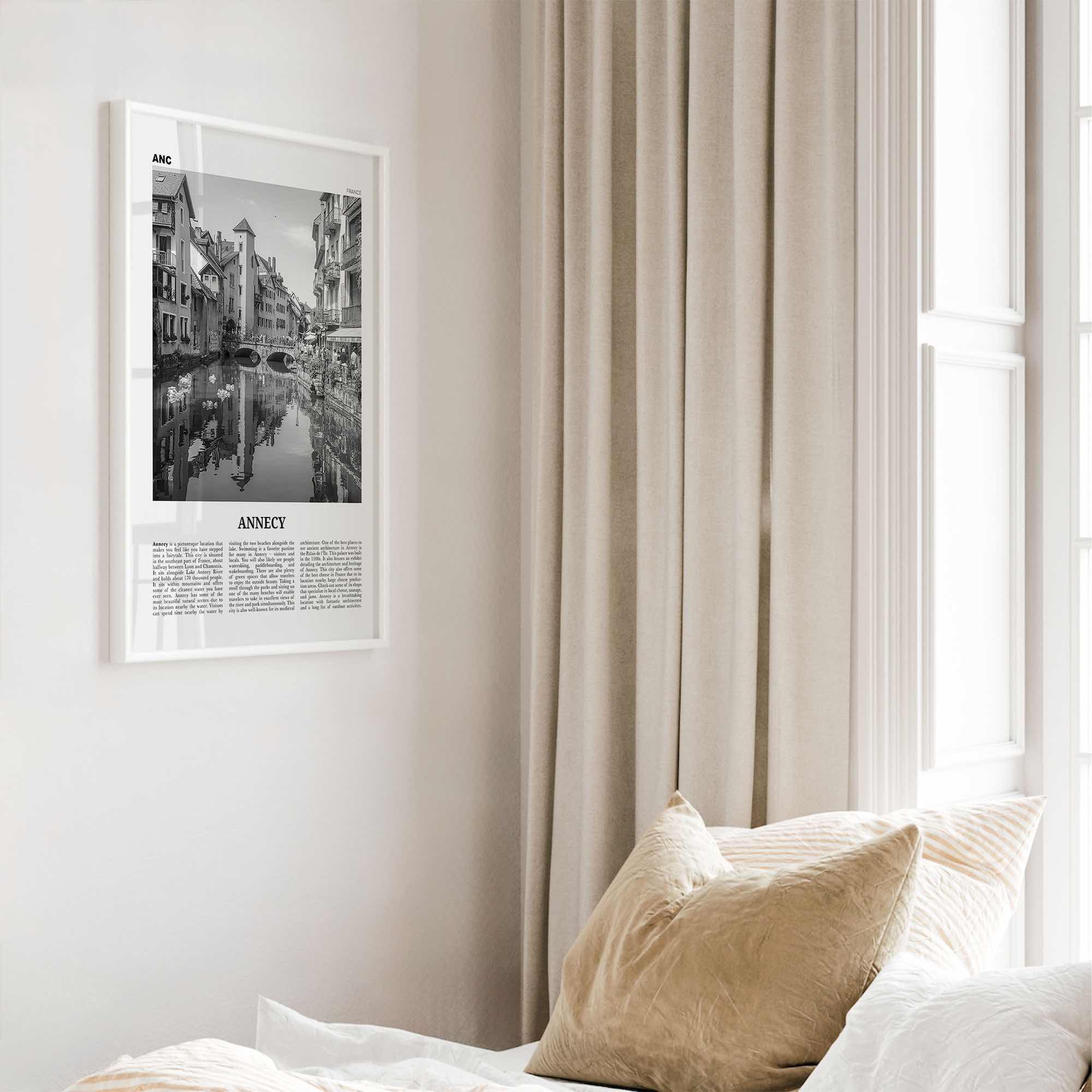 Annecy Print Black and White, Annecy Wall Art, Annecy Poster, Annecy Photo, Annecy Wall Décor, Annecy Map, France