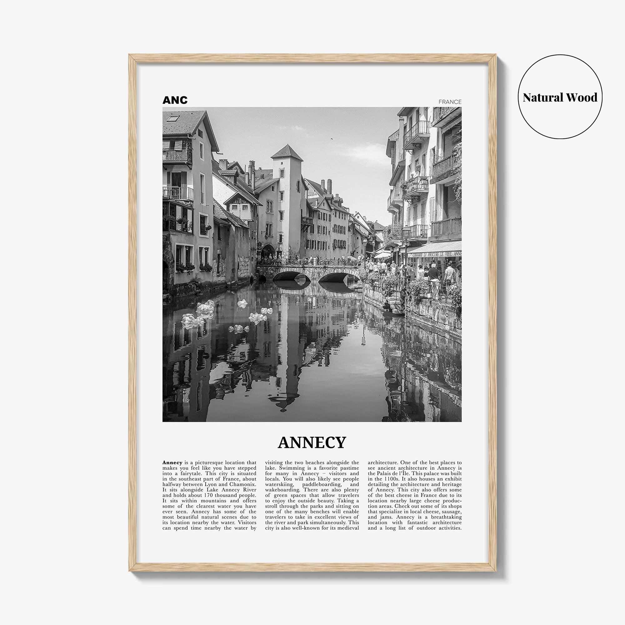 Annecy Print Black and White, Annecy Wall Art, Annecy Poster, Annecy Photo, Annecy Wall Décor, Annecy Map, France
