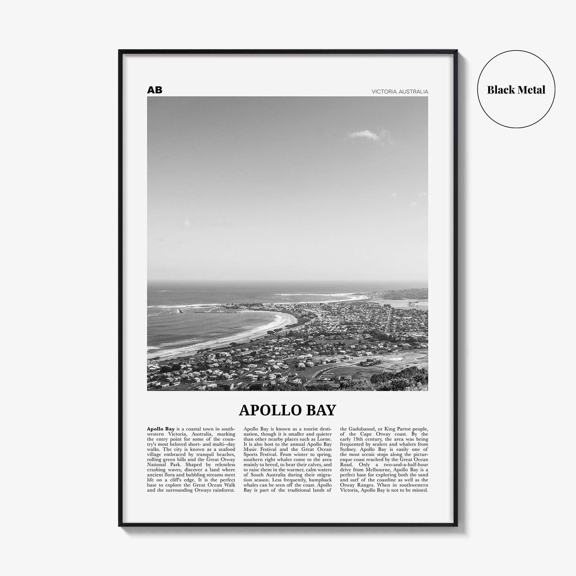 Apollo Bay Print Black and White, Apollo Bay Wall Art, Apollo Bay Poster, Apollo Bay Photo, Apollo Bay Wall Décor, Victoria, Australia