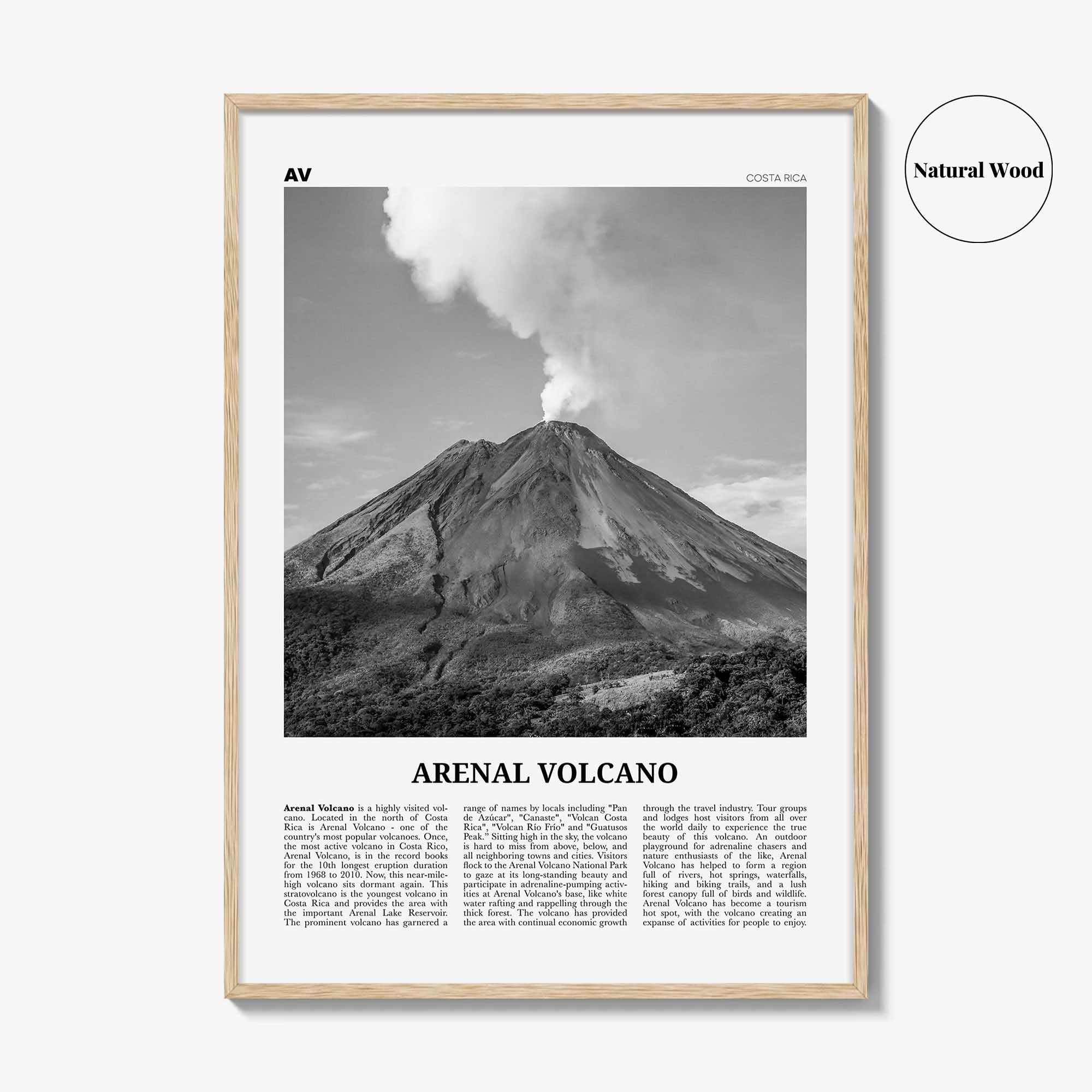 Arenal Volcano National Park Print Black and White, Arenal Volcano Wall Art, Arenal Volcano Poster, Arenal Volcano Photo, Costa Rica
