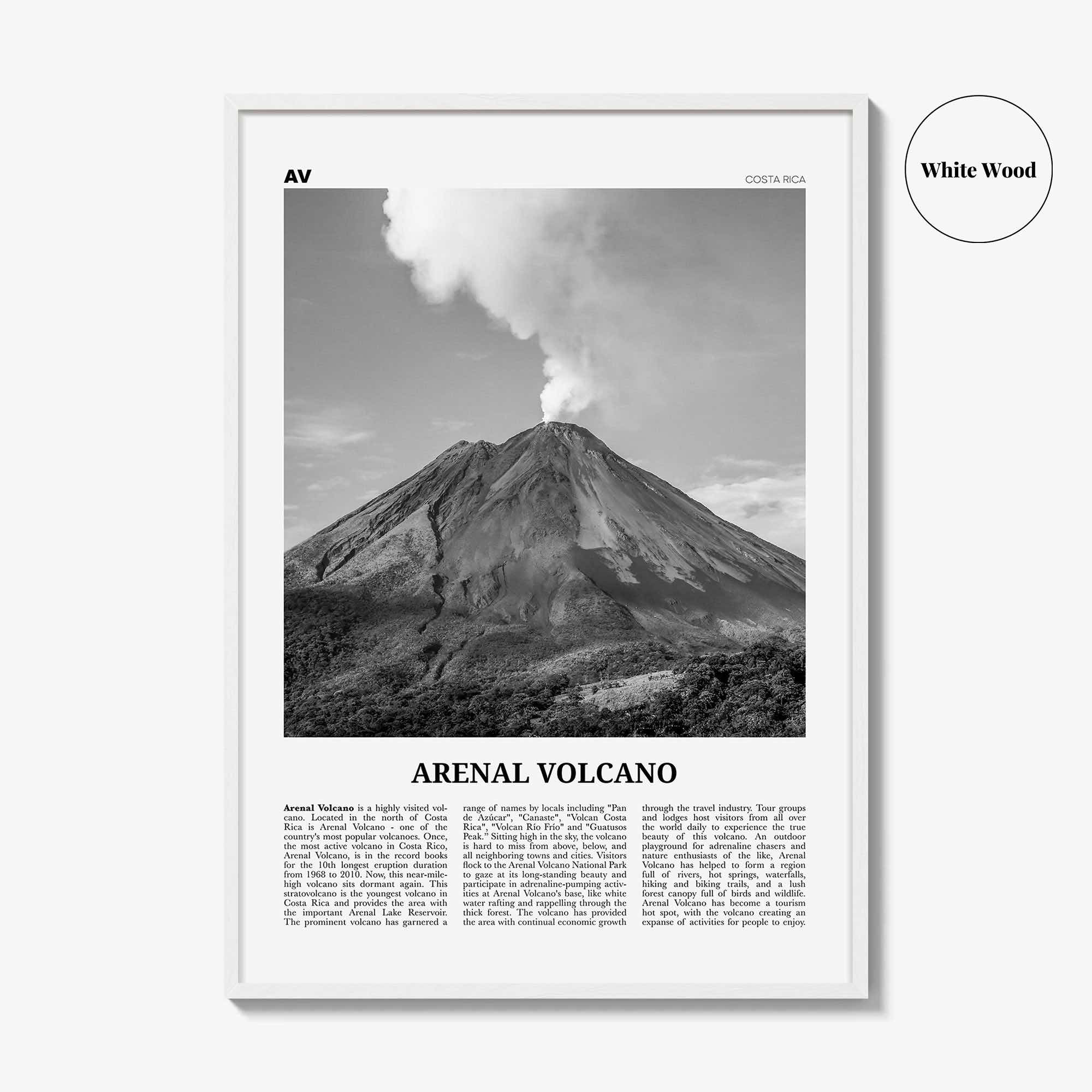 Arenal Volcano National Park Print Black and White, Arenal Volcano Wall Art, Arenal Volcano Poster, Arenal Volcano Photo, Costa Rica