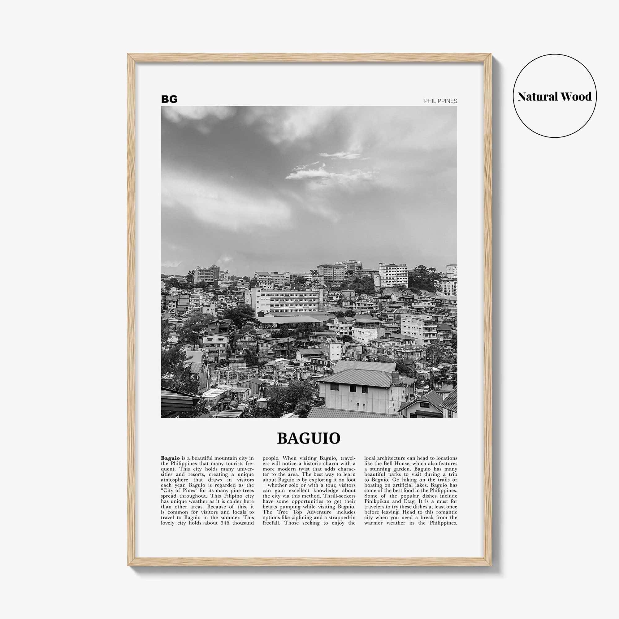 Baguio Print Black and White, Baguio Wall Art, Baguio Poster, Baguio Photo, Baguio Wall Décor, Baguio Map, Philippines