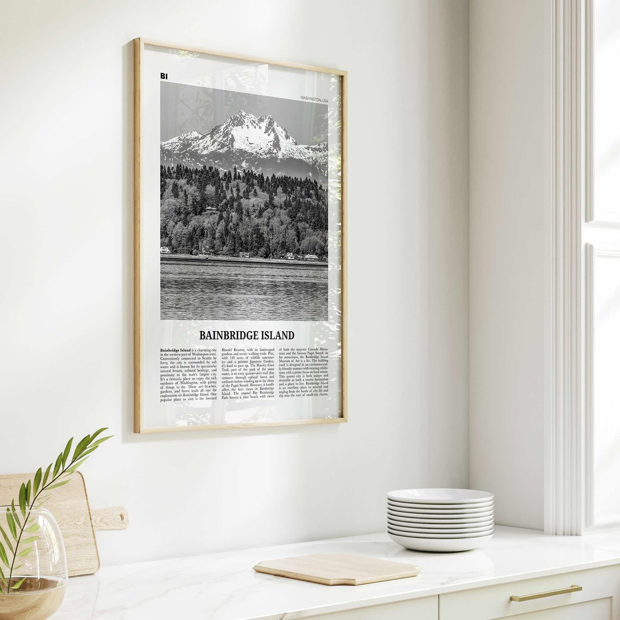 Bainbridge Island Print Black and White, Bainbridge Island Wall Art, Bainbridge Island Poster, Bainbridge Island Photo, Washington, USA