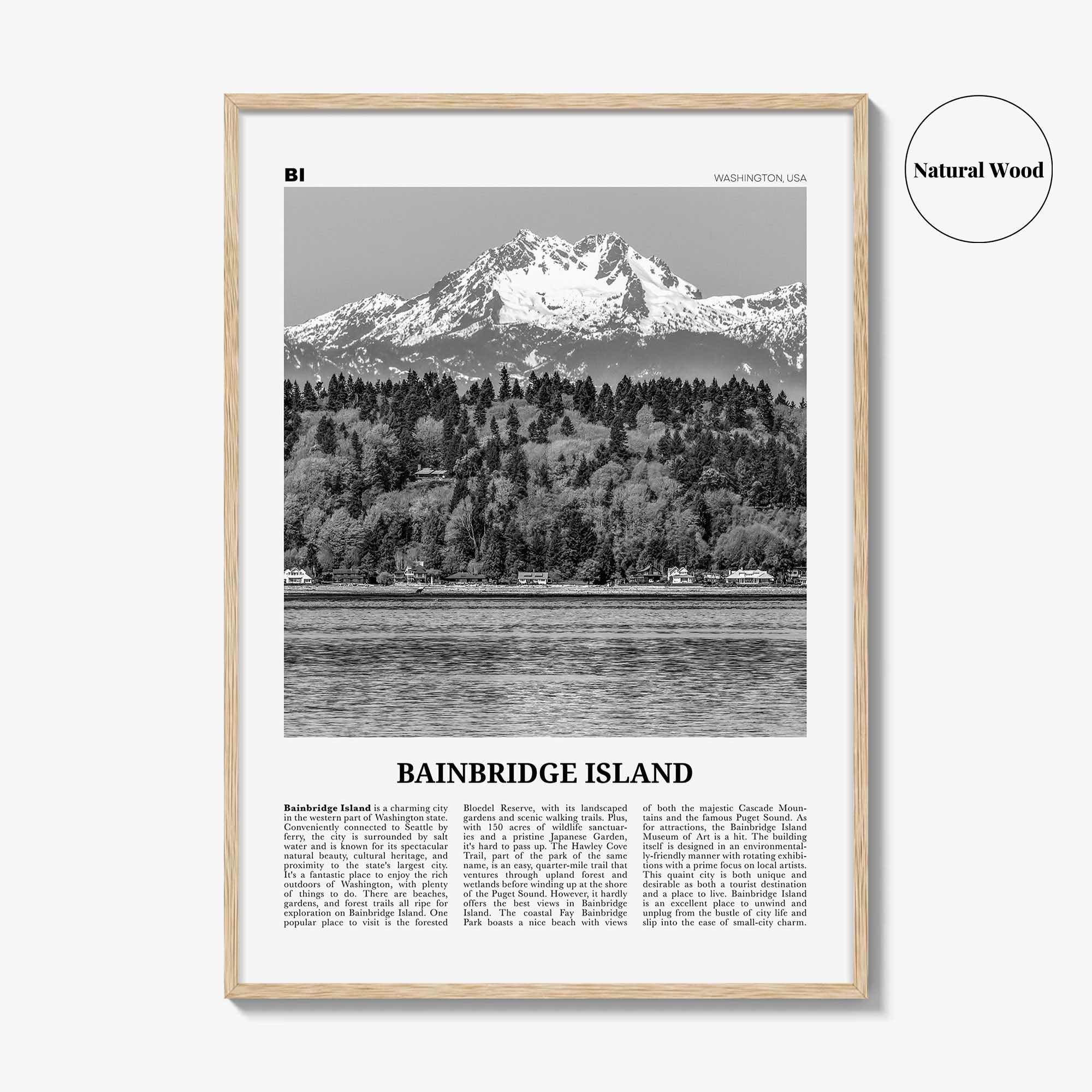 Bainbridge Island Print Black and White, Bainbridge Island Wall Art, Bainbridge Island Poster, Bainbridge Island Photo, Washington, USA