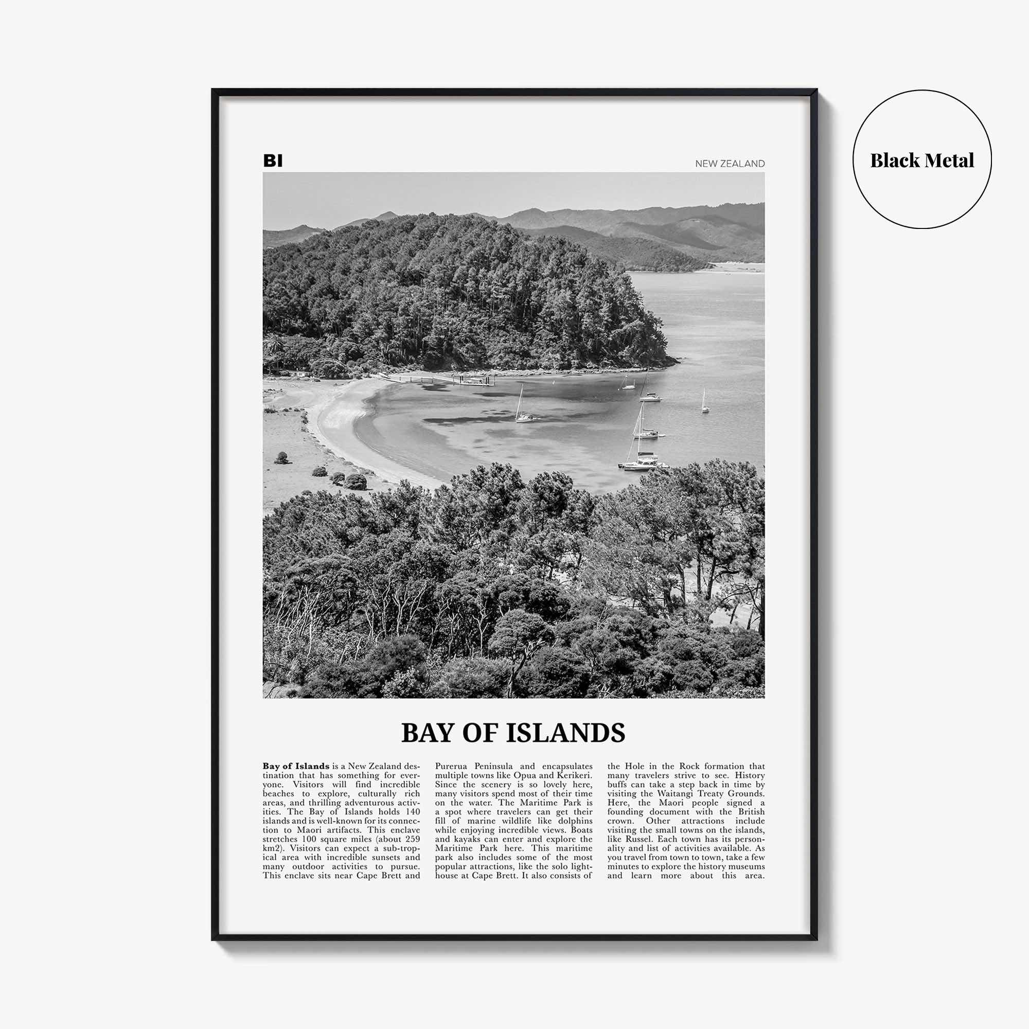 Bay of Islands Print Black and White, Bay of Islands Wall Art, Bay of Islands Poster, Bay of Islands Photo, New Zealand