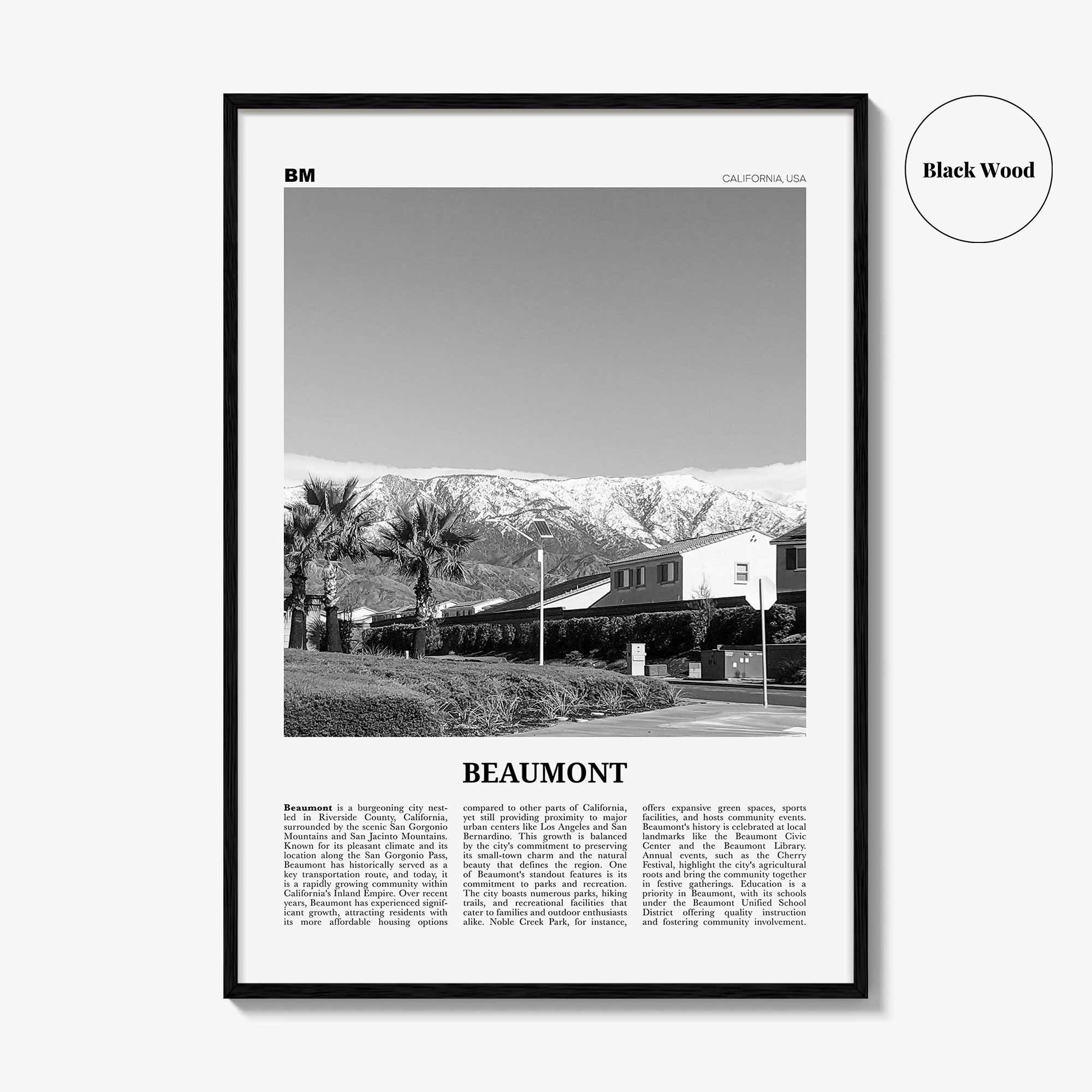 Beaumont Print Black and White California, Beaumont Wall Art, Beaumont Poster, Beaumont Photo, Beaumont Wall Décor,
