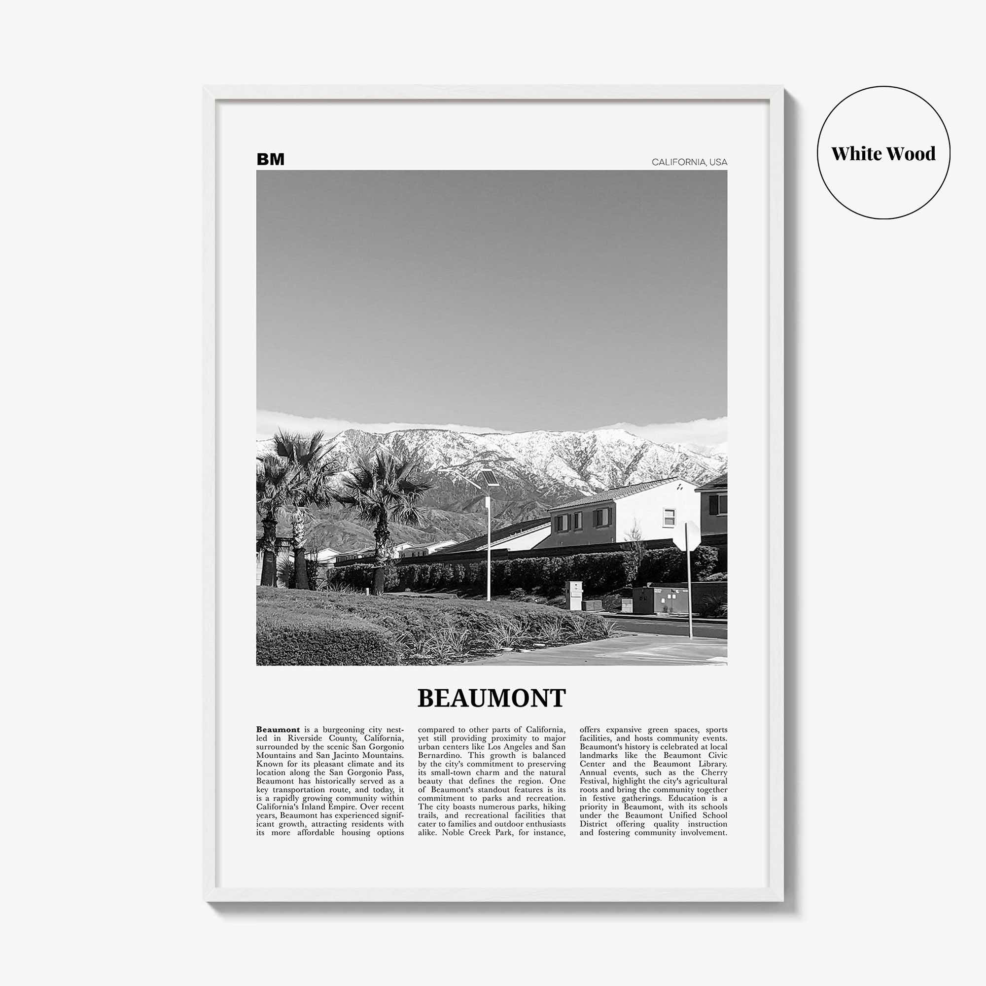 Beaumont Print Black and White California, Beaumont Wall Art, Beaumont Poster, Beaumont Photo, Beaumont Wall Décor,