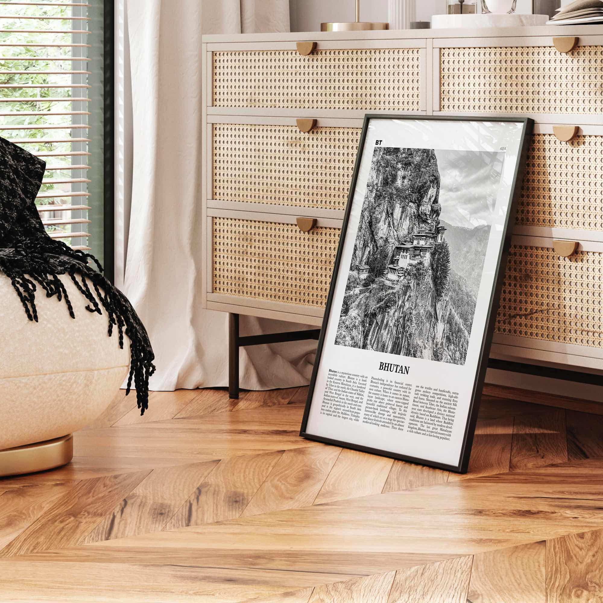 Bhutan Print Black and White, Bhutan Wall Art, Bhutan Poster, Bhutan Photo, Bhutan Wall Decor, Country Art Print, Thimphu, Asia