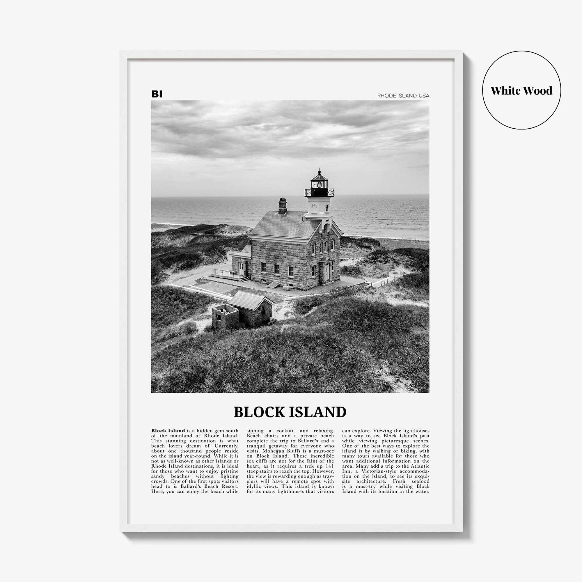 Block Island Print Black and White, Block Island Wall Art, Block Island Poster, Block Island Photo, Block Island Décor, Rhode Island, USA