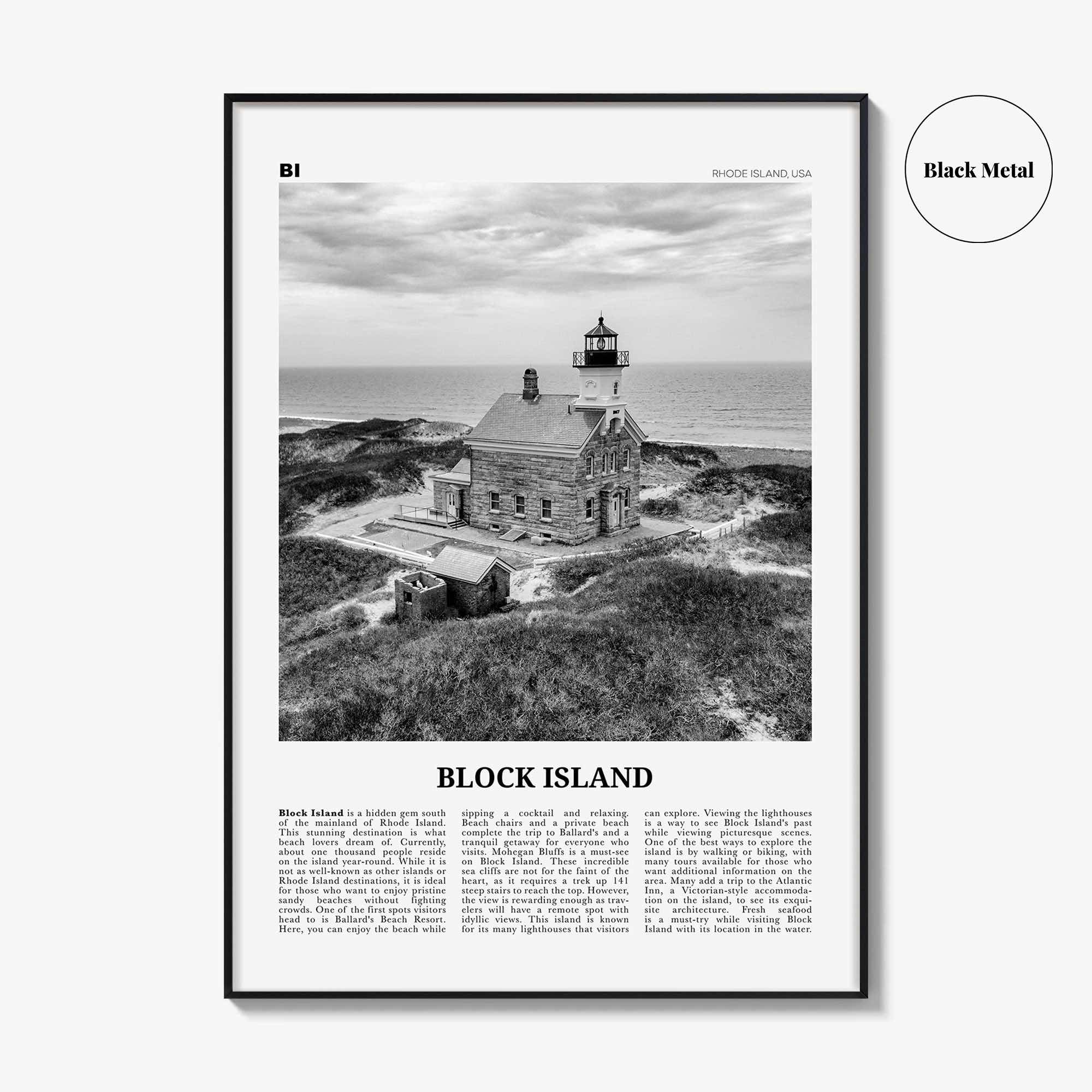 Block Island Print Black and White, Block Island Wall Art, Block Island Poster, Block Island Photo, Block Island Décor, Rhode Island, USA
