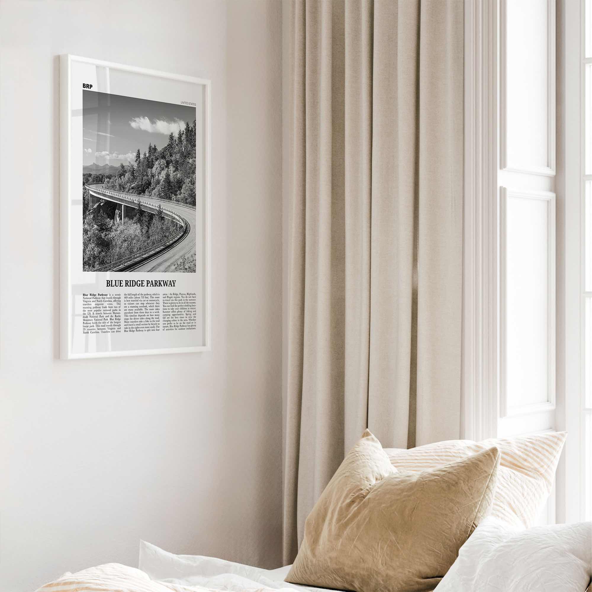 Blue Ridge Parkway Print Black and White, Blue Ridge Parkway Wall Art, Blue Ridge Parkway Poster, Blue Ridge Parkway Photo, United States