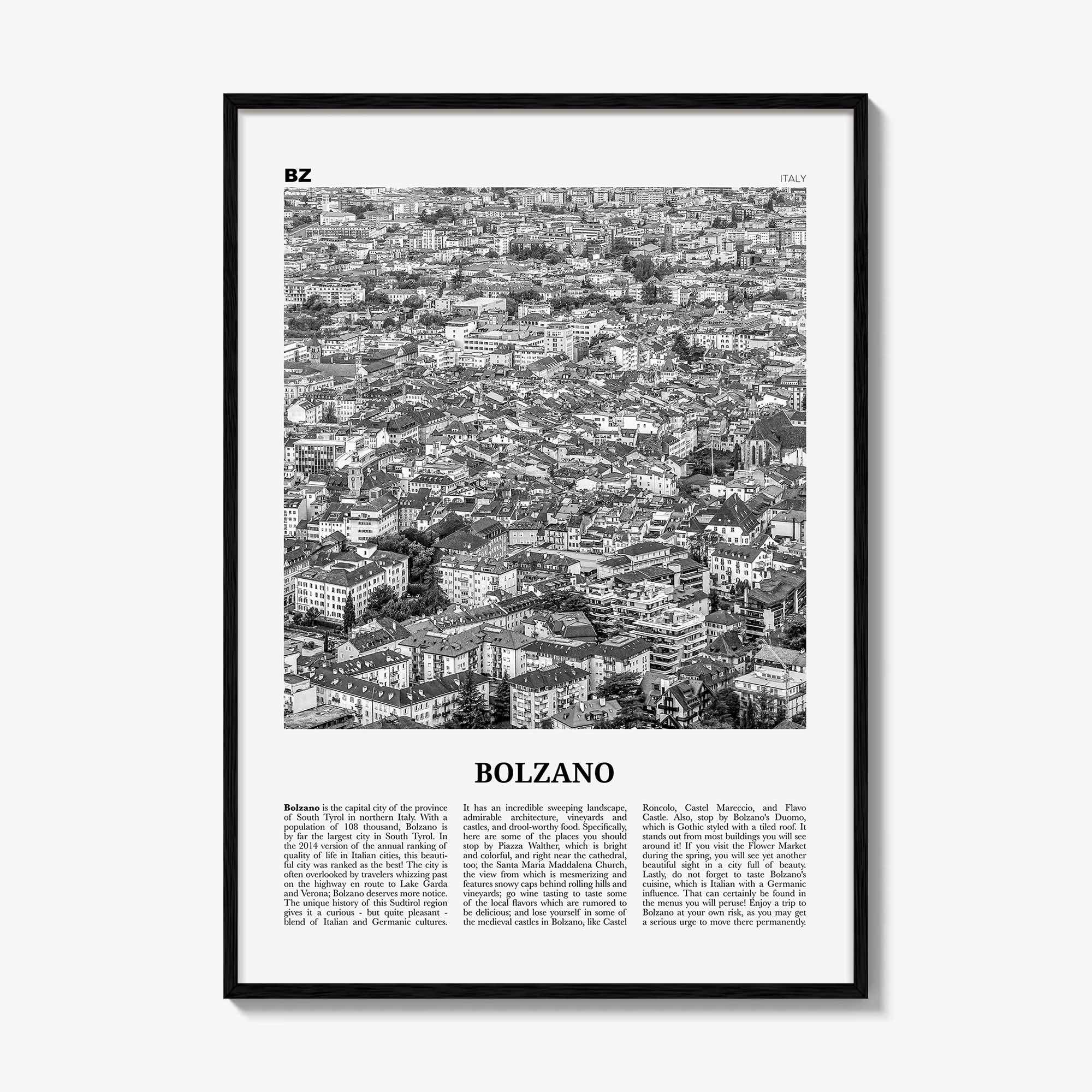 Bolzano Print Black and White, Bolzano Wall Art, Bolzano Poster, Bolzano Photo, Bolzano Wall Décor, Travel Print, Italy, Italia, Europe