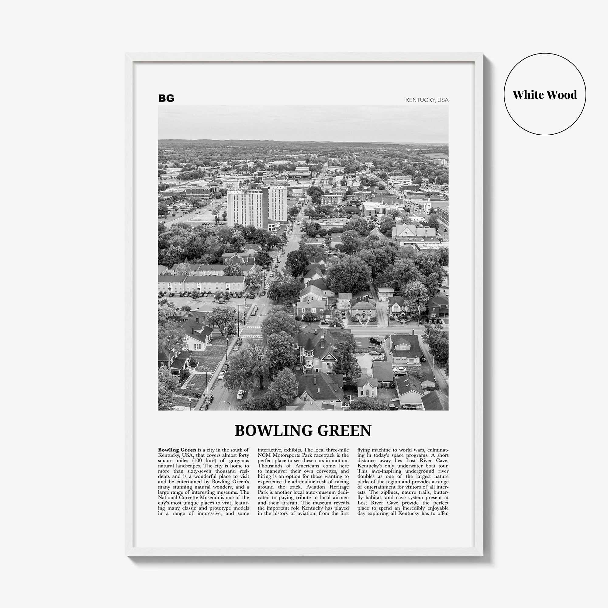 Bowling Green Print Black and White Kentucky, Bowling Green Wall Art, Bowling Green Poster, Bowling Green Photo, Bowling Green Map, USA