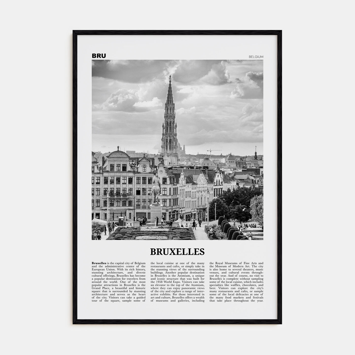 Bruxelles Travel B&W Poster