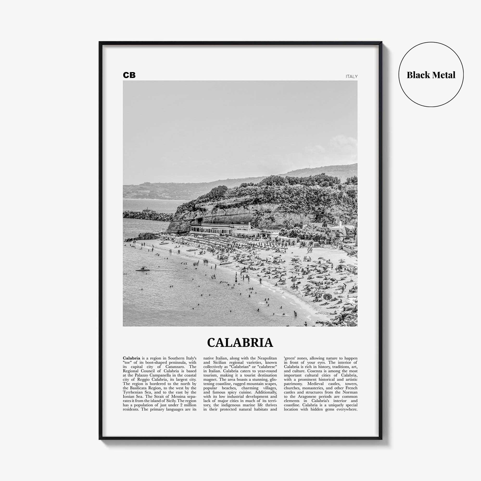 Calabria Print Black and White, Calabria Wall Art, Calabria Poster, Calabria Photo, Italy, Calàbbria, Καλαβρία, Catanzaro, Italia