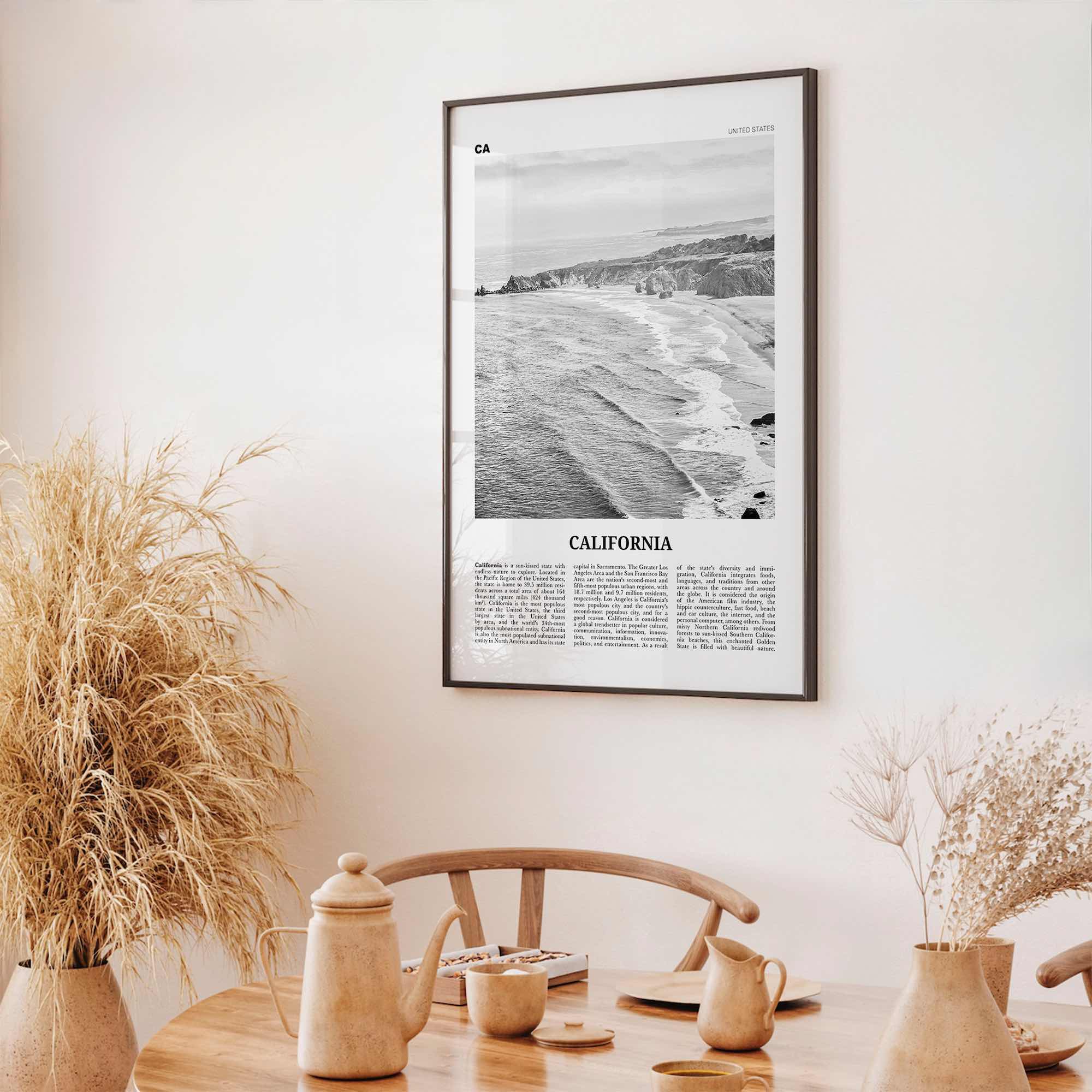 California Print Black and White No 1, California Wall Art, California Poster, California Photo, USA, United States, North America