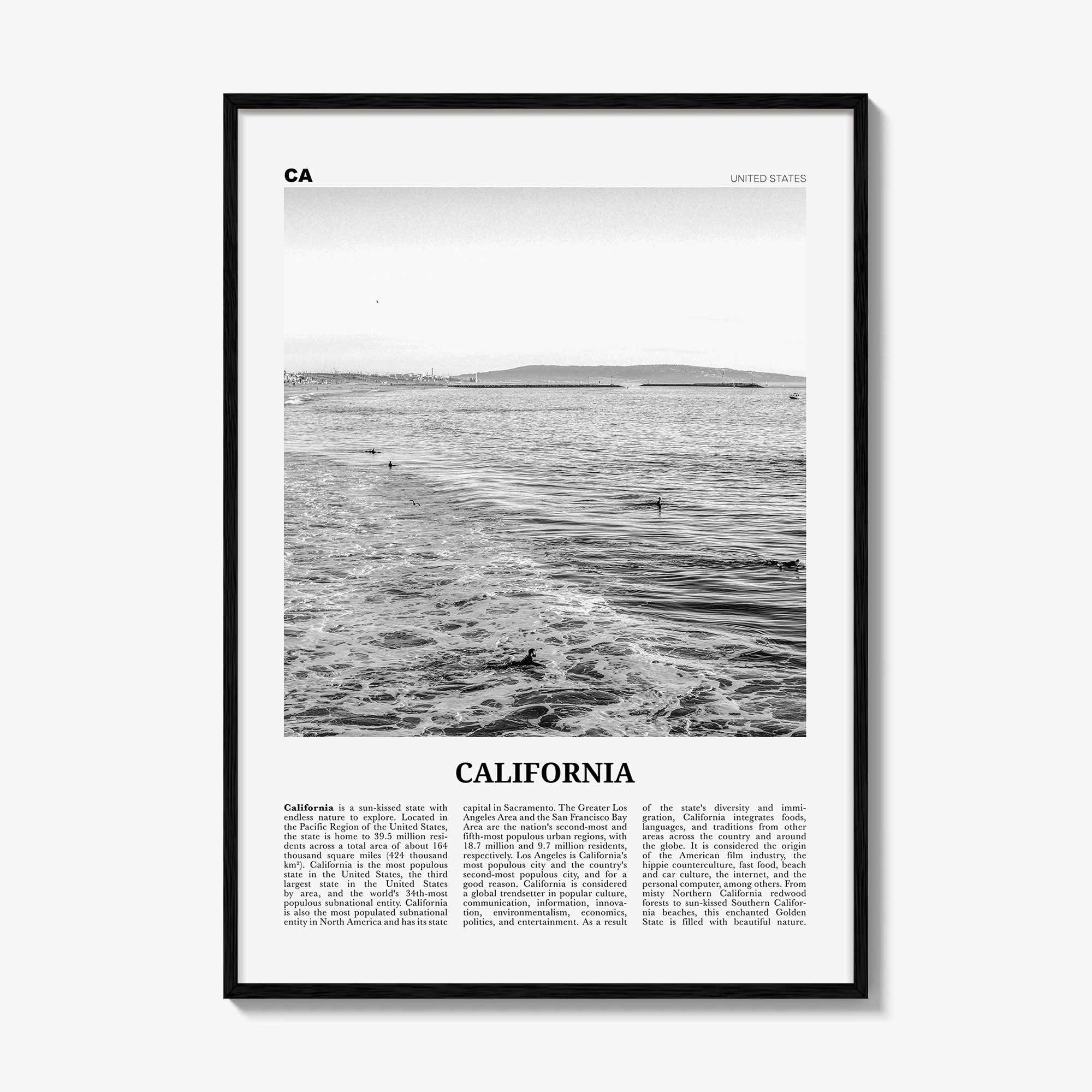 California Print Black and White No 3, California Wall Art, California Poster, California Photo, USA, United States, North America