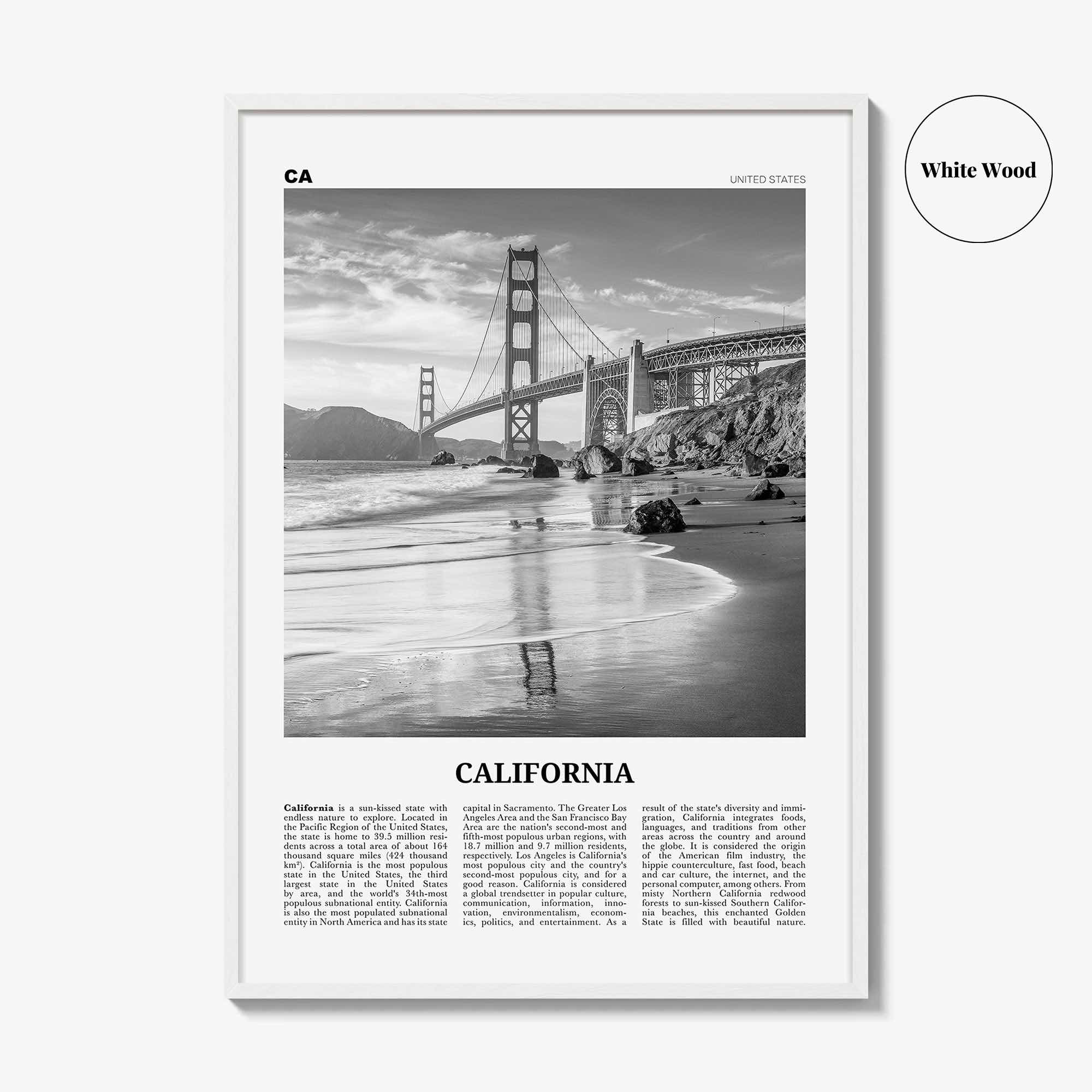 California Print Black and White No 7, California Wall Art, California Poster, California Photo, California Wall Décor, California Map