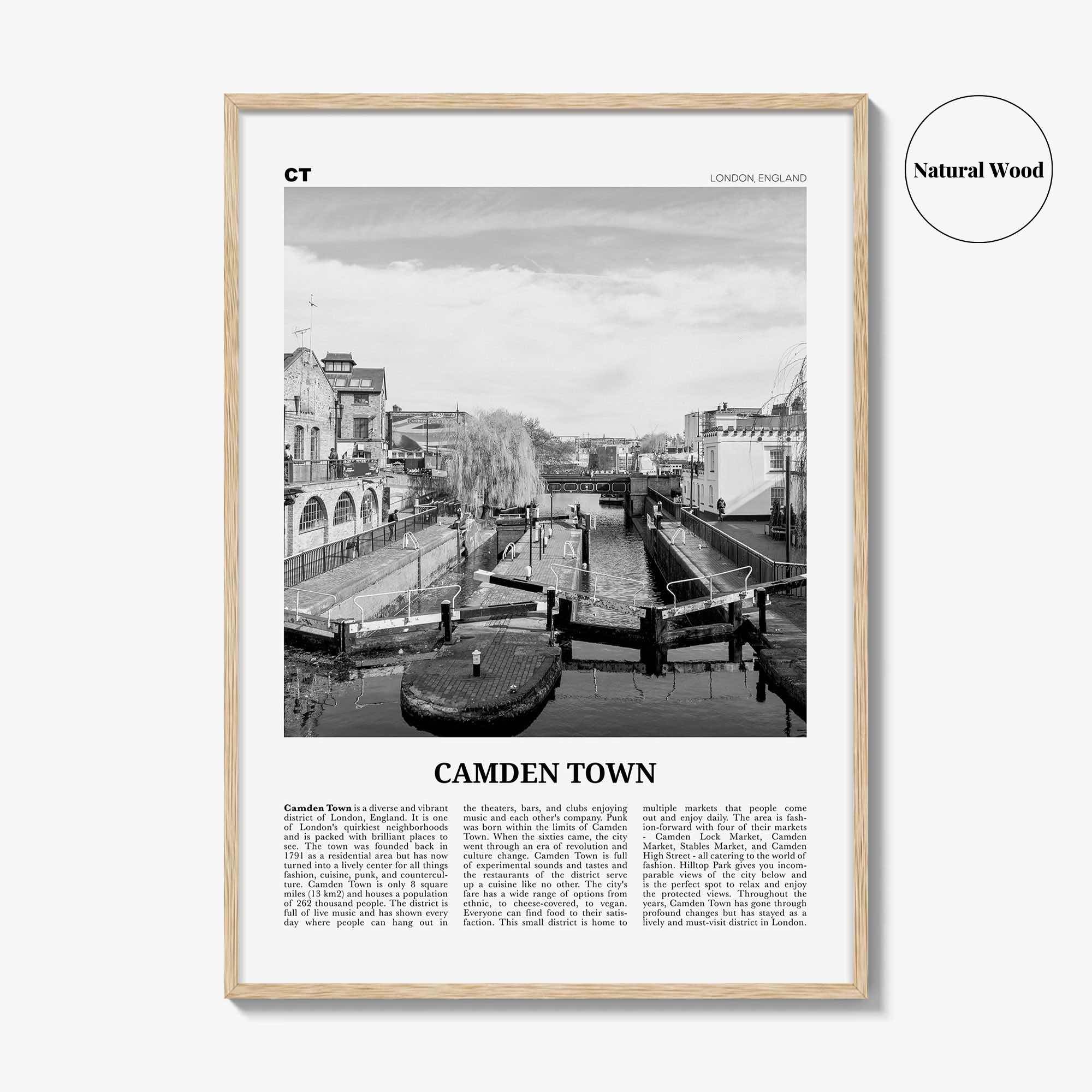 Camden Town Print Black and White, Camden Town Wall Art, Camden Town Poster, Camden Town Photo, Camden, England, UK, United Kingdom