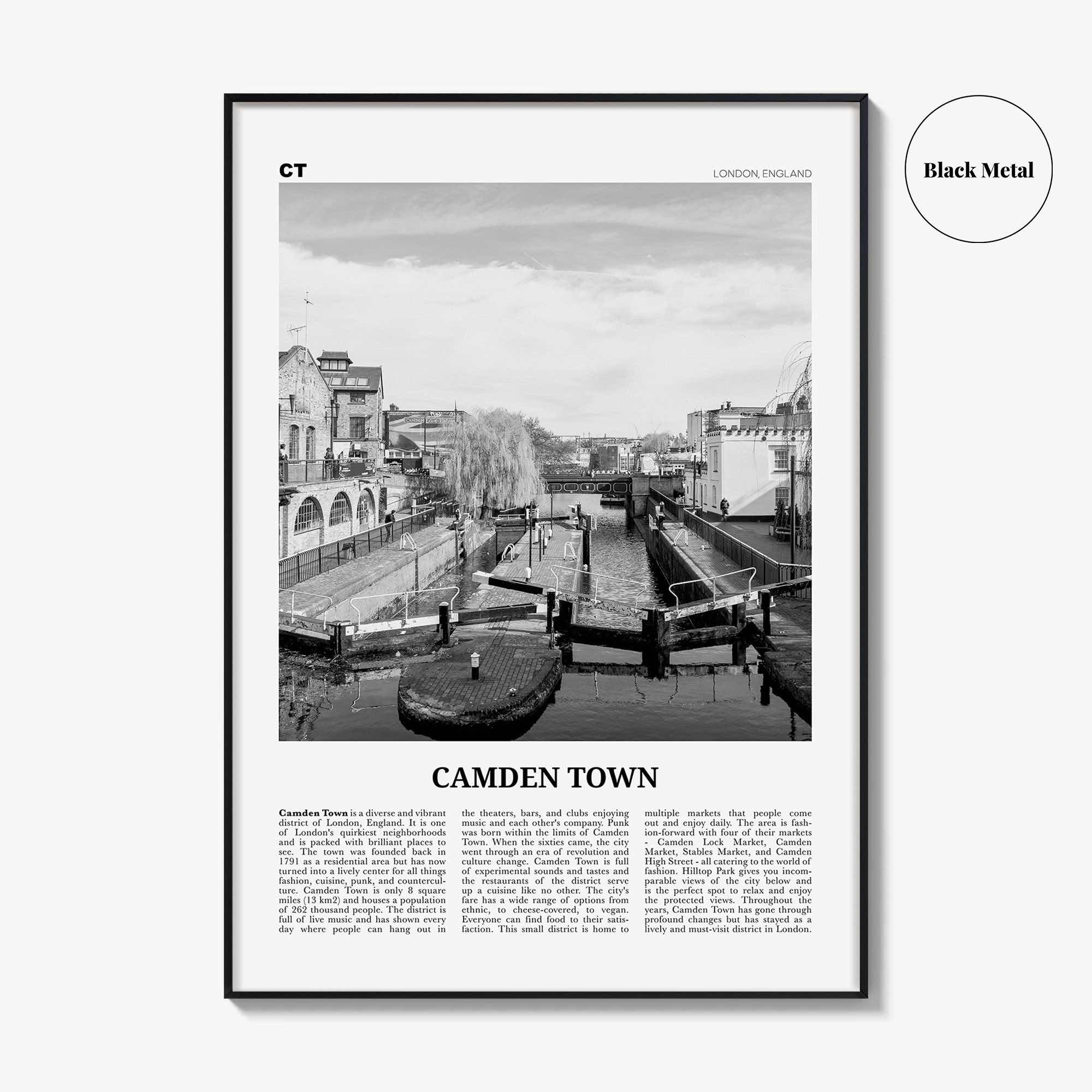 Camden Town Print Black and White, Camden Town Wall Art, Camden Town Poster, Camden Town Photo, Camden, England, UK, United Kingdom