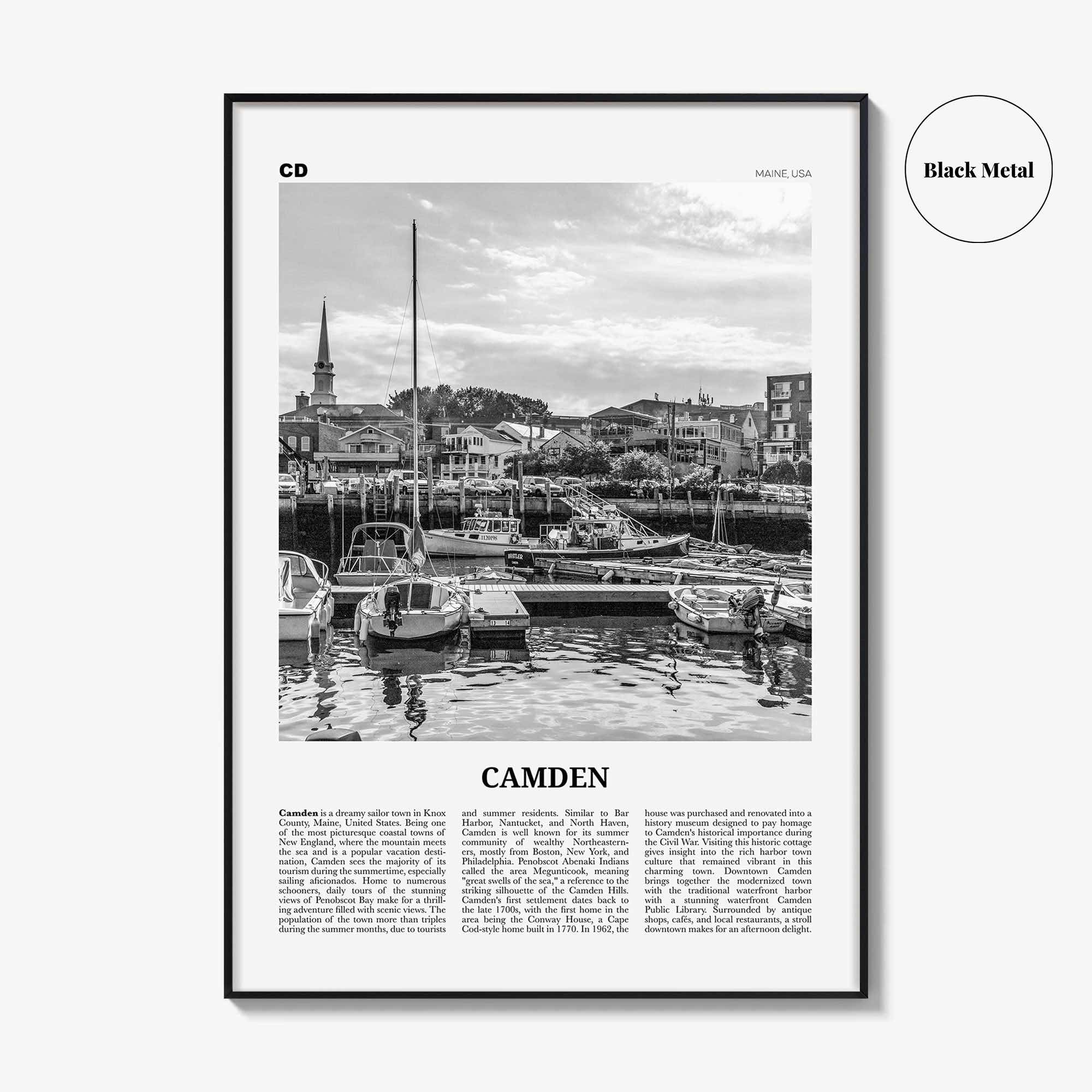 Camden Print Black and White, Camden Wall Art, Camden Poster, Camden Photo, Camden Wall Décor, Maine, USA, United States, North America