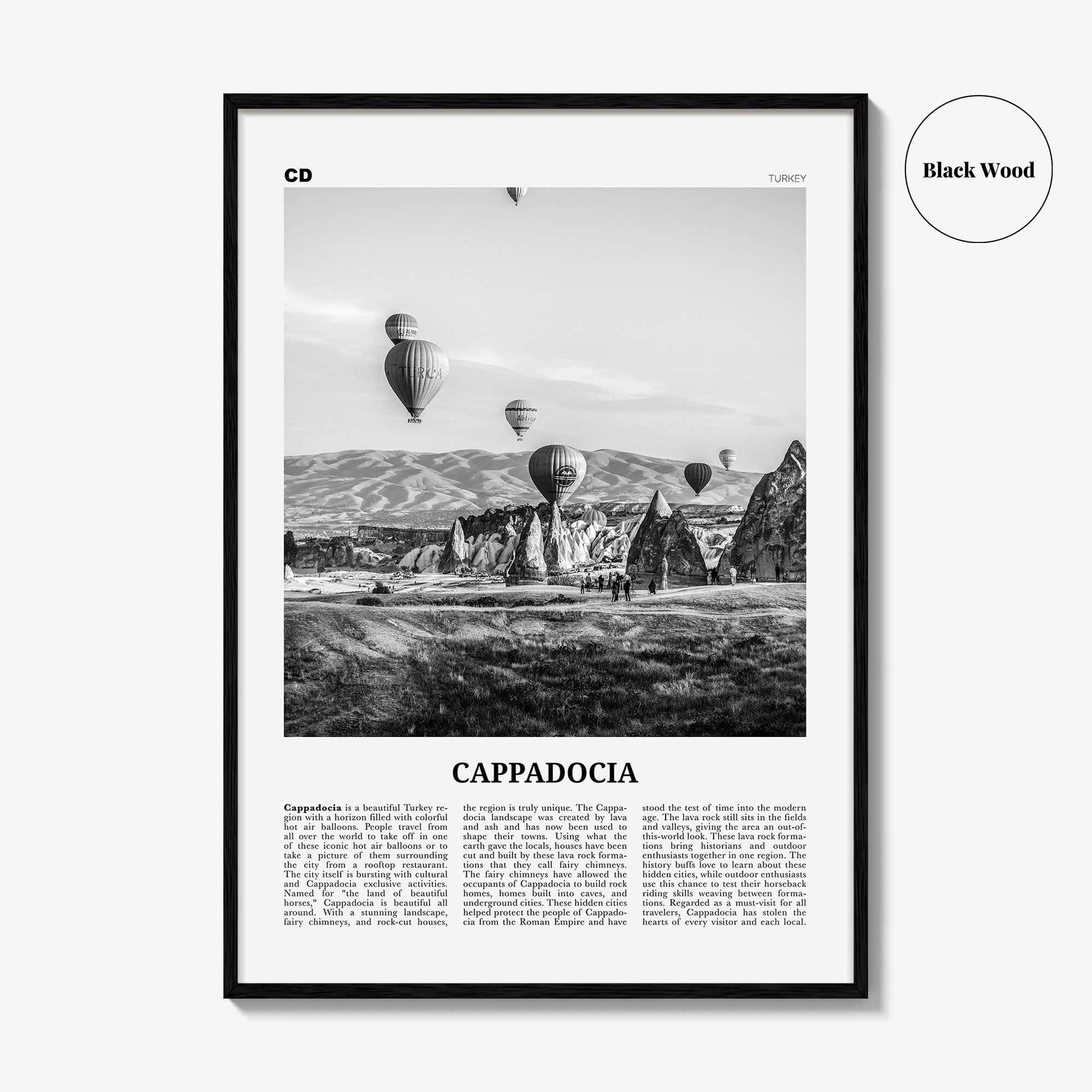 Cappadocia Print Black and White, Cappadocia Wall Art, Cappadocia Poster, Cappadocia Photo, Cappadocia Wall Décor, Cappadocia Map, Turkey