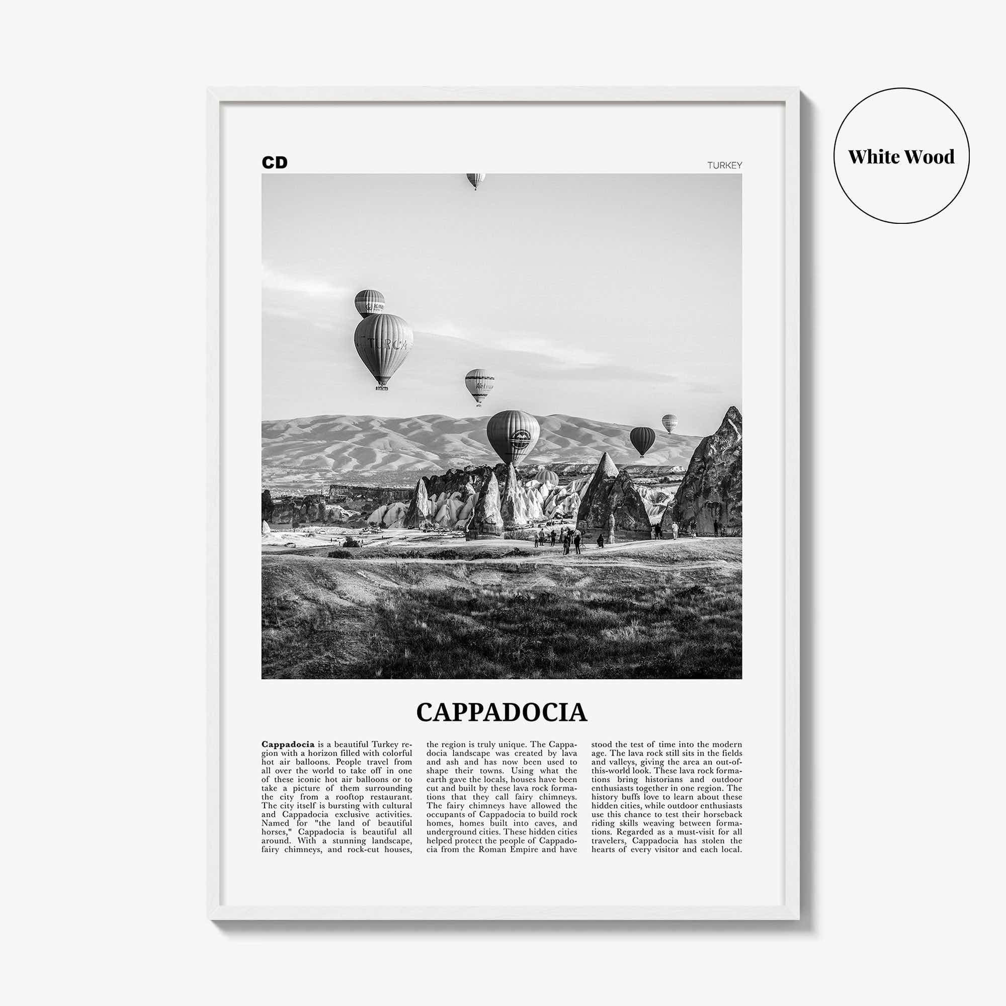 Cappadocia Print Black and White, Cappadocia Wall Art, Cappadocia Poster, Cappadocia Photo, Cappadocia Wall Décor, Cappadocia Map, Turkey