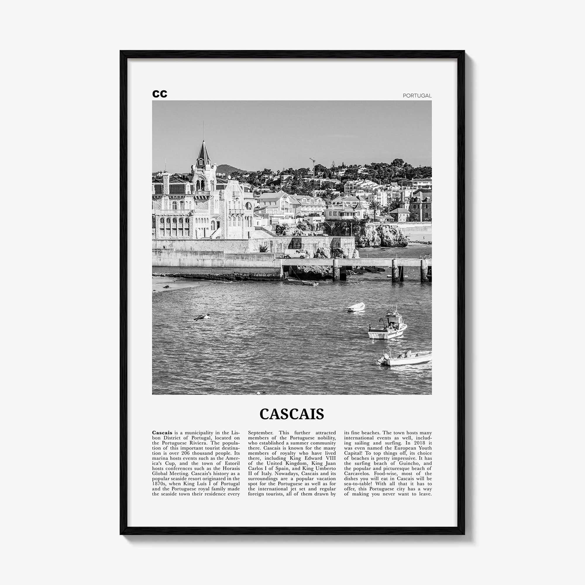 Cascais Print Black and White, Cascais Wall Art, Cascais Poster, Cascais Photo, Cascais Wall Décor, Portuguesa, Lisbon, Portual