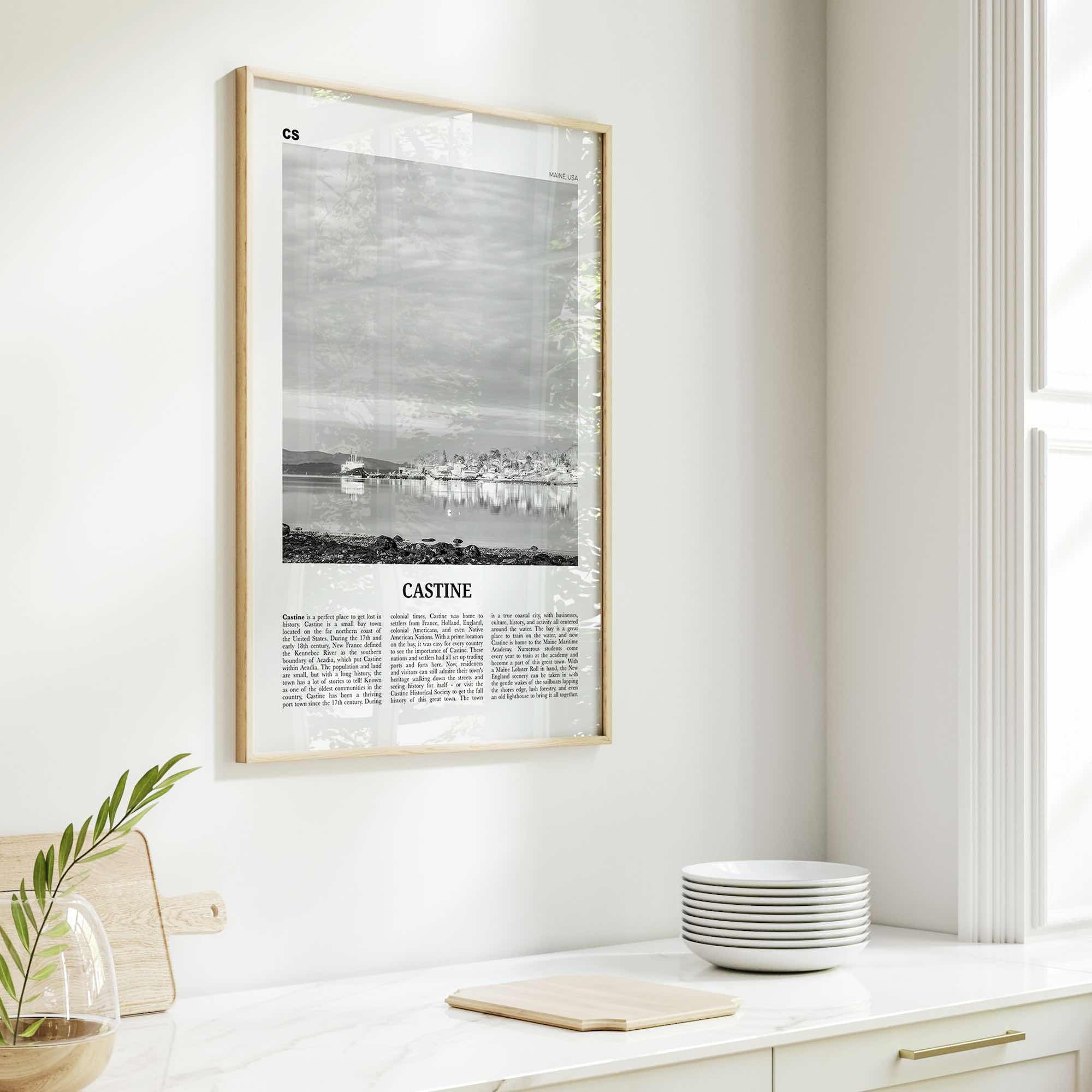 Castine Print Black and White, Castine Wall Art, Castine Poster, Castine Photo, Castine Wall Décor, Castine Map, Maine, USA, United States