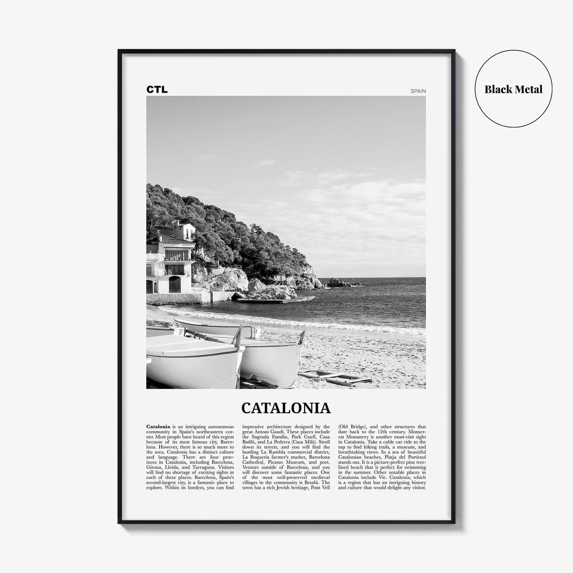 Catalonia Print Black and White, Catalonia Wall Art, Catalonia Poster, Catalonia Photo, Catalunya, Catalonha, Cataluña, Spain, España