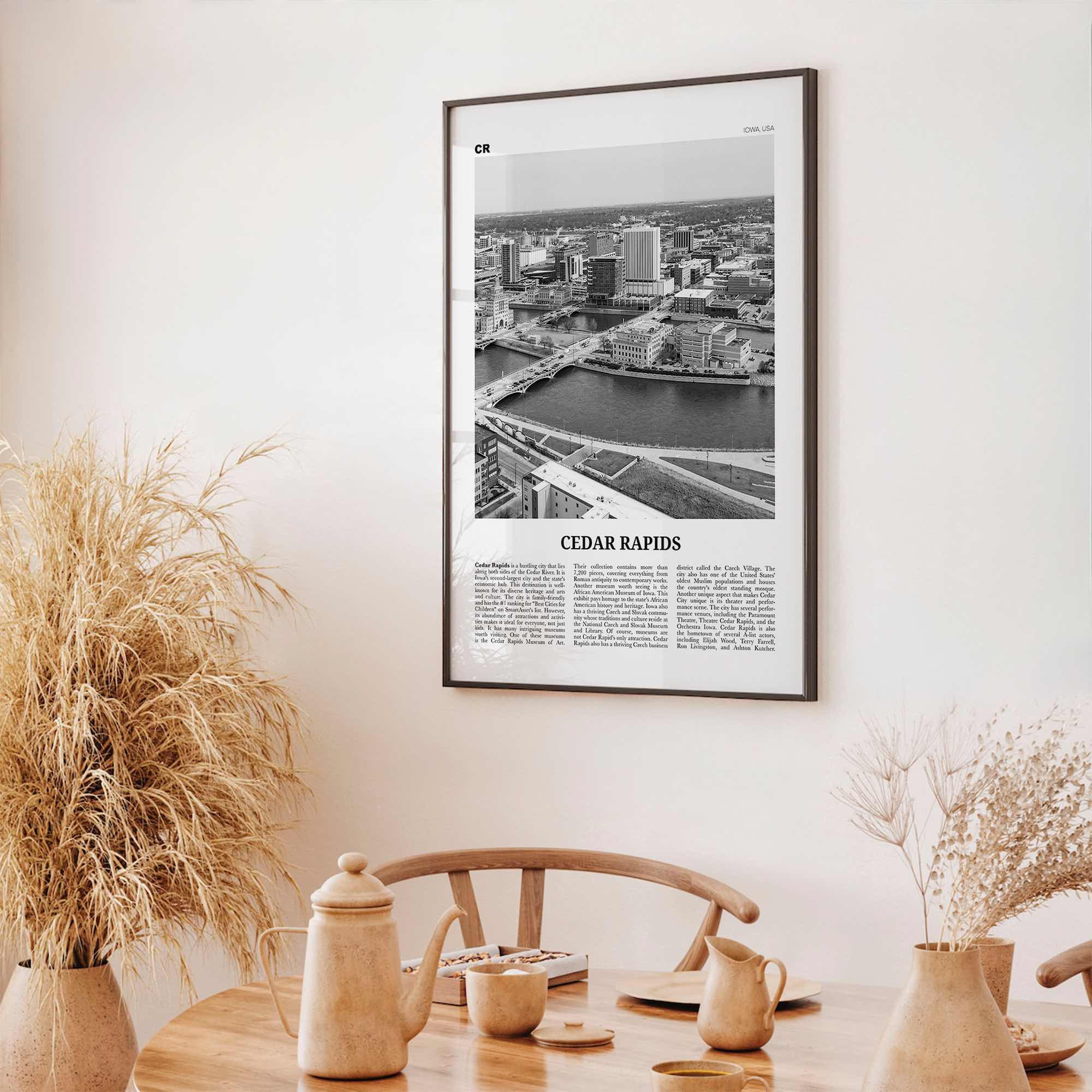 Cedar Rapids Print Black and White, Cedar Rapids Wall Art, Cedar Rapids Poster, Cedar Rapids Photo, Cedar Rapids Wall Décor, Iowa, USA