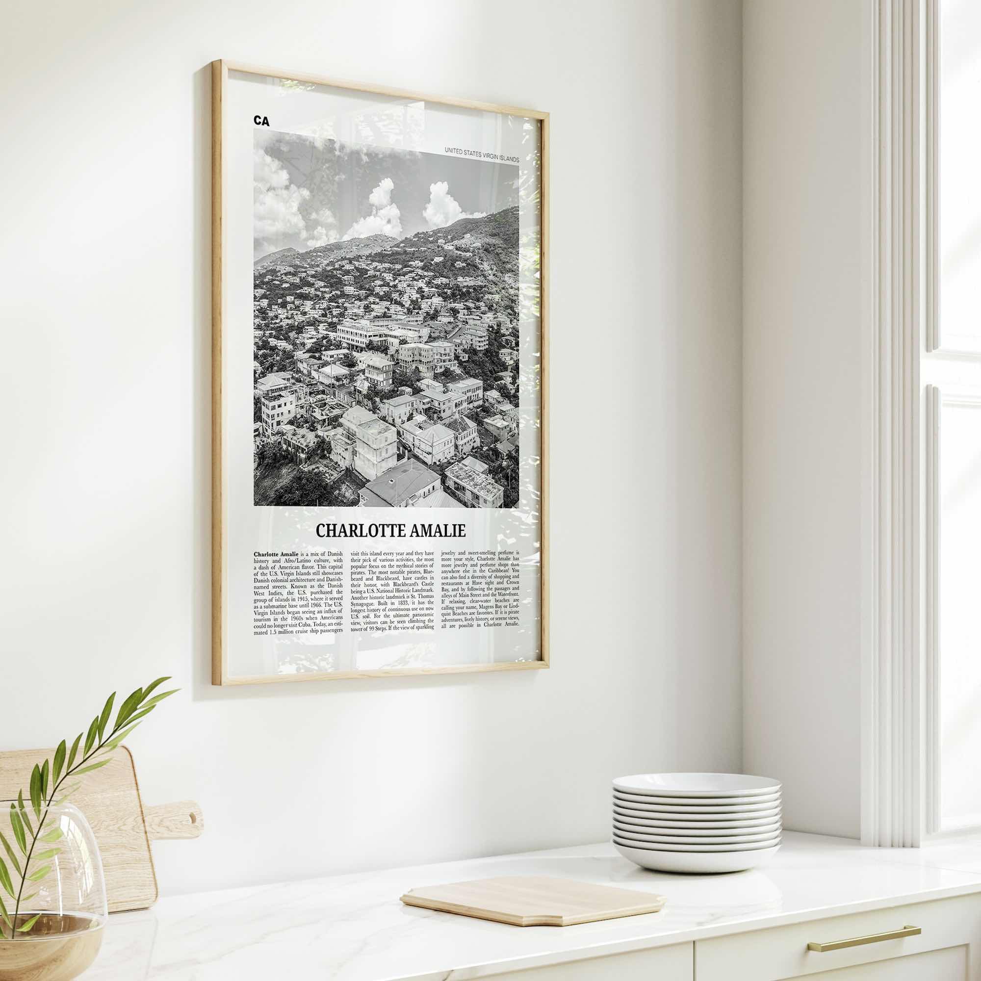 Charlotte Amalie Print Black and White, Charlotte Amalie Wall Art, Charlotte Amalie Poster, Charlotte Amalie Photo, Virgin Islands