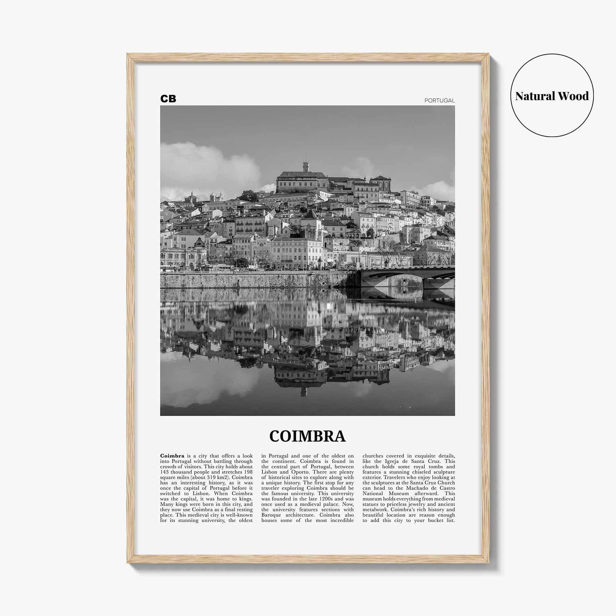 Coimbra Print Black and White, Coimbra Wall Art, Coimbra Poster, Coimbra Photo, Coimbra Wall Décor, Coimbra Map, Portugal
