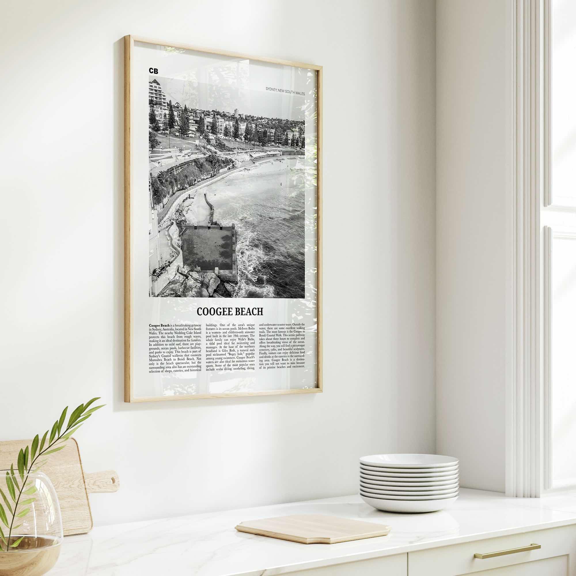 Coogee Beach Print Black and White No 1, Coogee Beach Wall Art, Coogee Beach Poster, Coogee Beach Photo, New South Wales, Australia