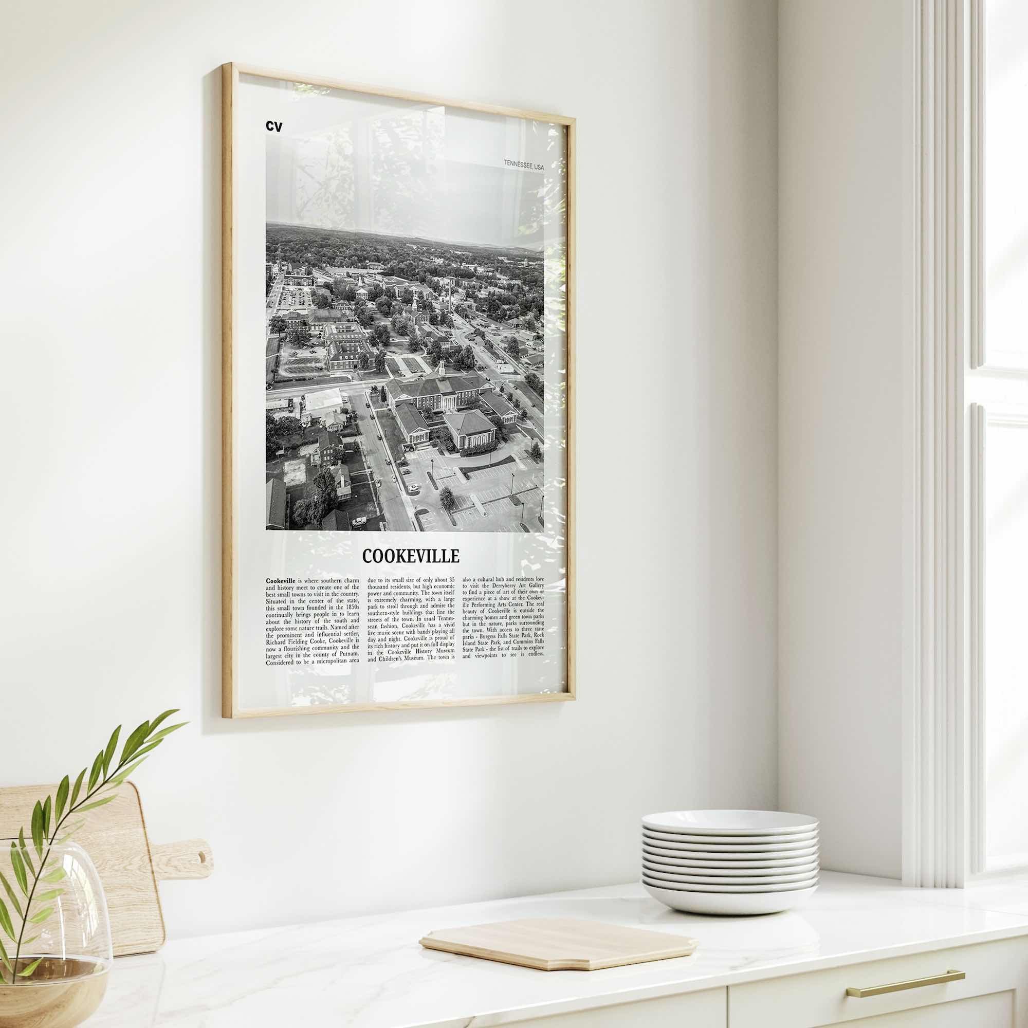 Cookeville Print Black and White, Cookeville Wall Art, Cookeville Poster, Cookeville Photo, Cookeville Wall Décor, Cookeville Map, Tennessee