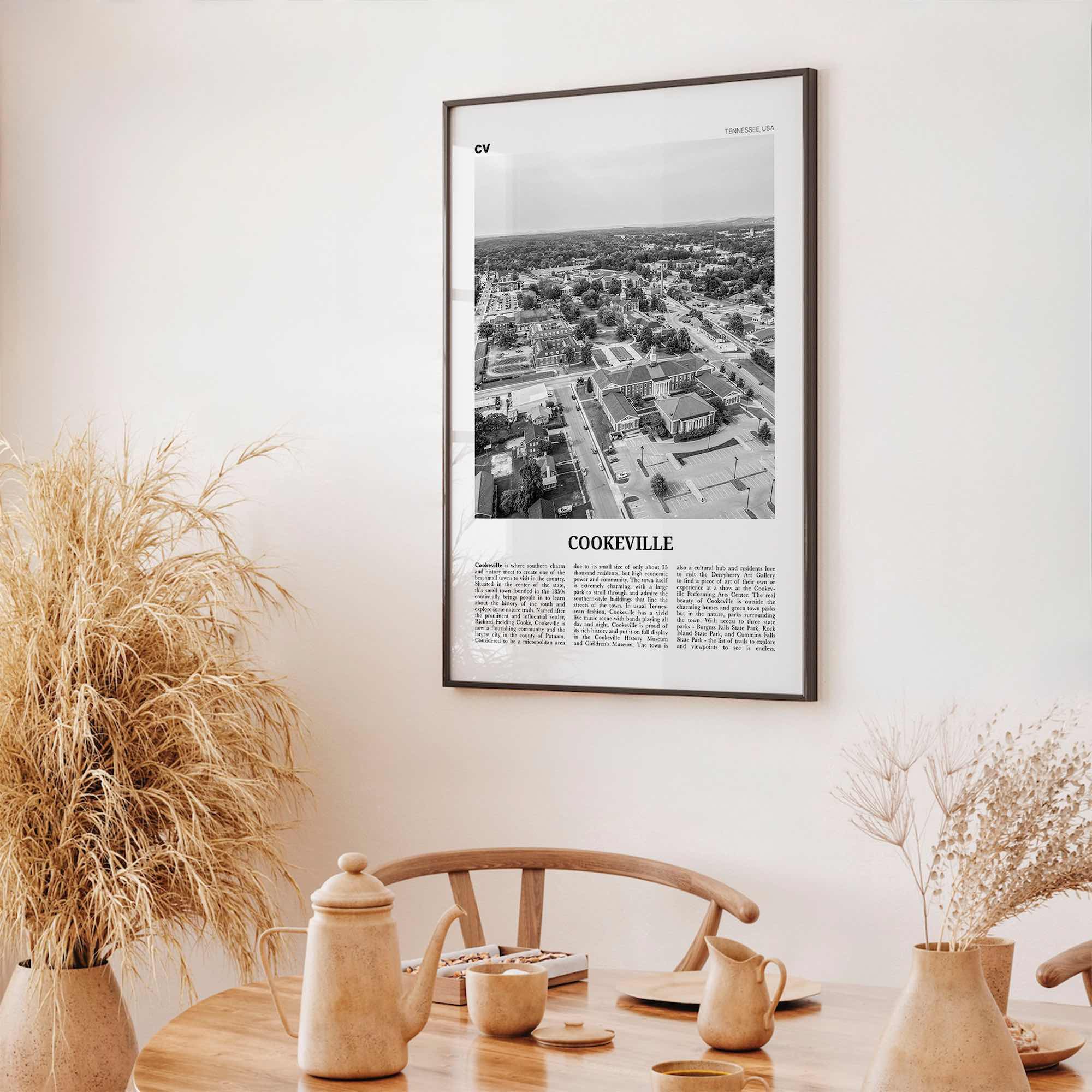 Cookeville Print Black and White, Cookeville Wall Art, Cookeville Poster, Cookeville Photo, Cookeville Wall Décor, Cookeville Map, Tennessee