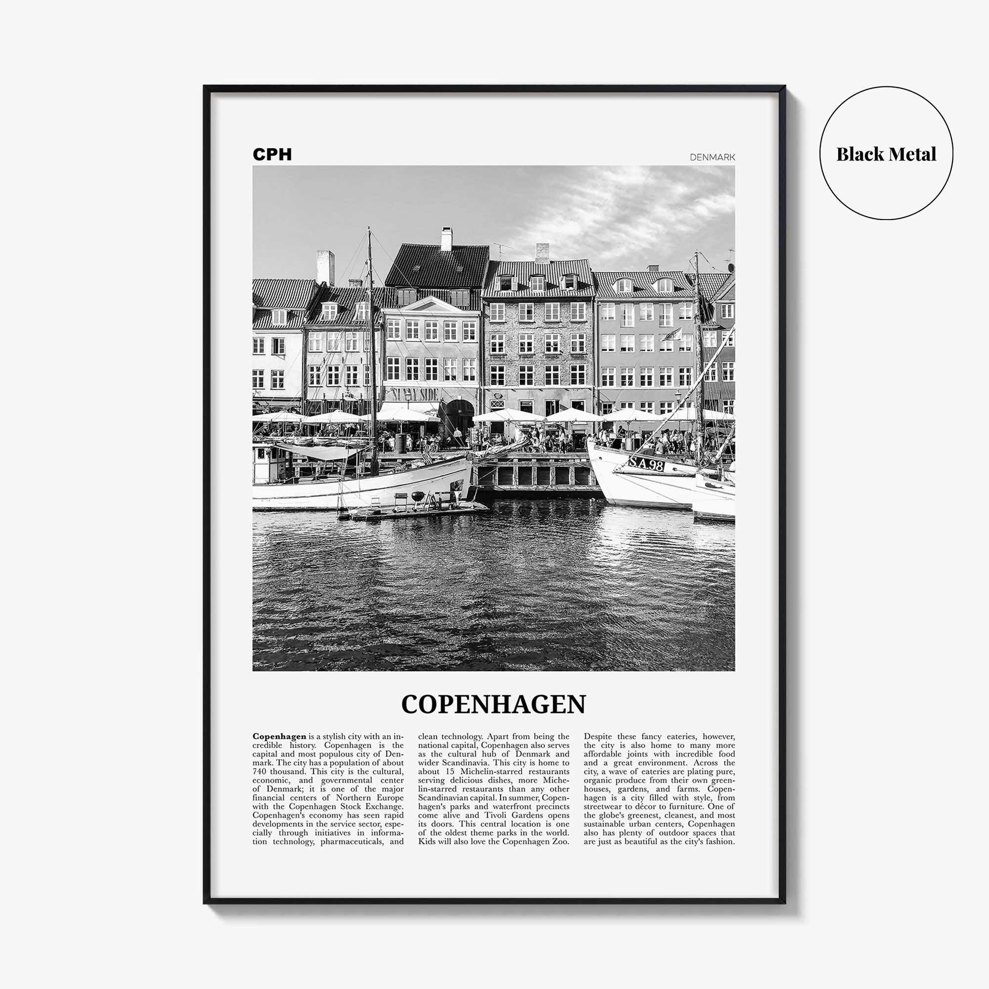 Copenhagen Print Black and White No 1, Copenhagen Wall Art, Copenhagen Poster, Copenhagen Photo, København, Danmark, Denmark, Europe