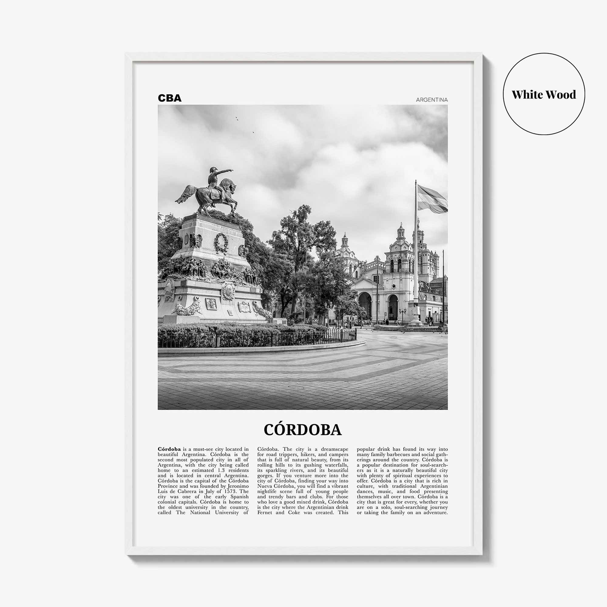 Cordoba Print Black and White Argentina, Córdoba Wall Art, Córdoba Poster, Córdoba Photo, Córdoba Wall Décor, Ciudad de Córdoba