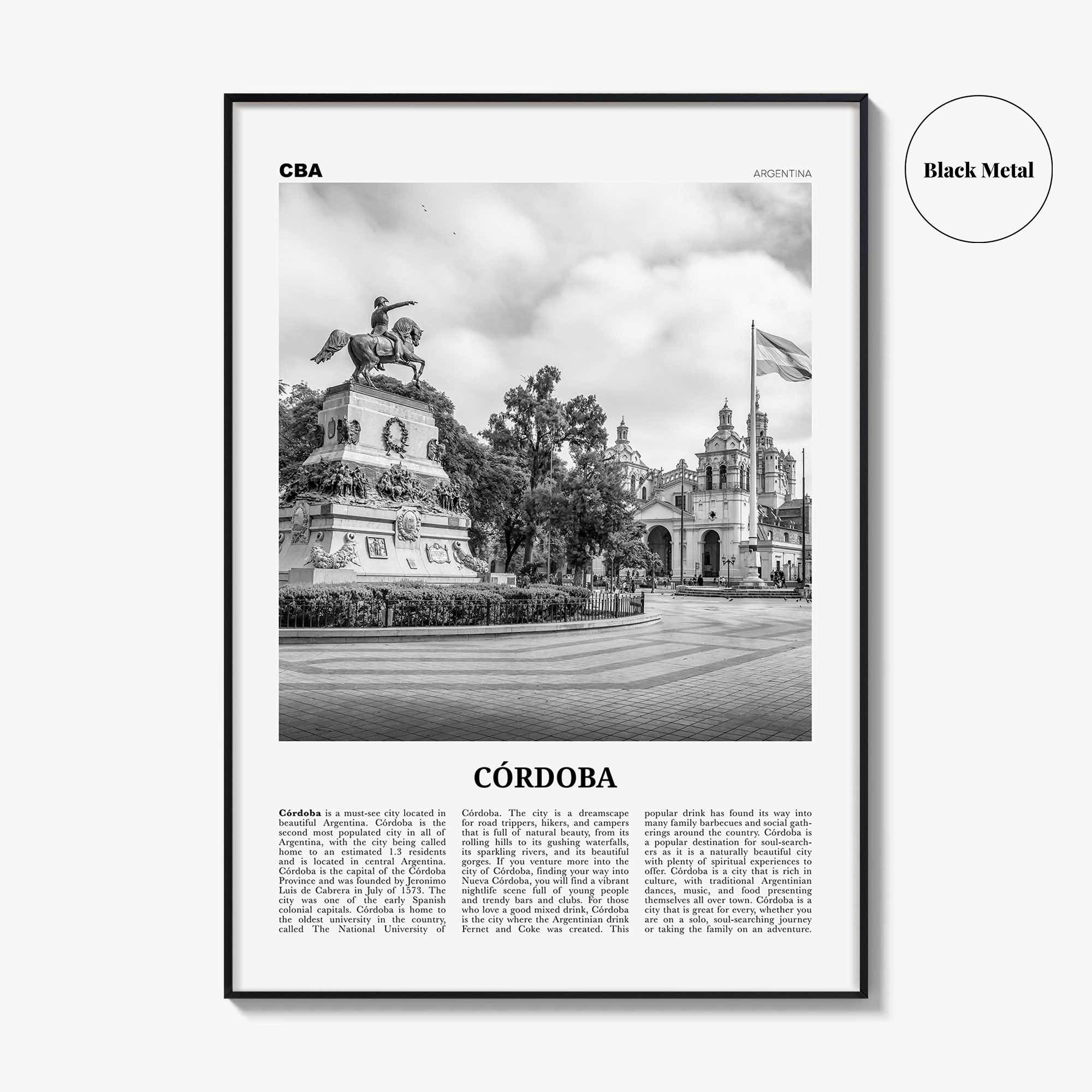 Cordoba Print Black and White Argentina, Córdoba Wall Art, Córdoba Poster, Córdoba Photo, Córdoba Wall Décor, Ciudad de Córdoba