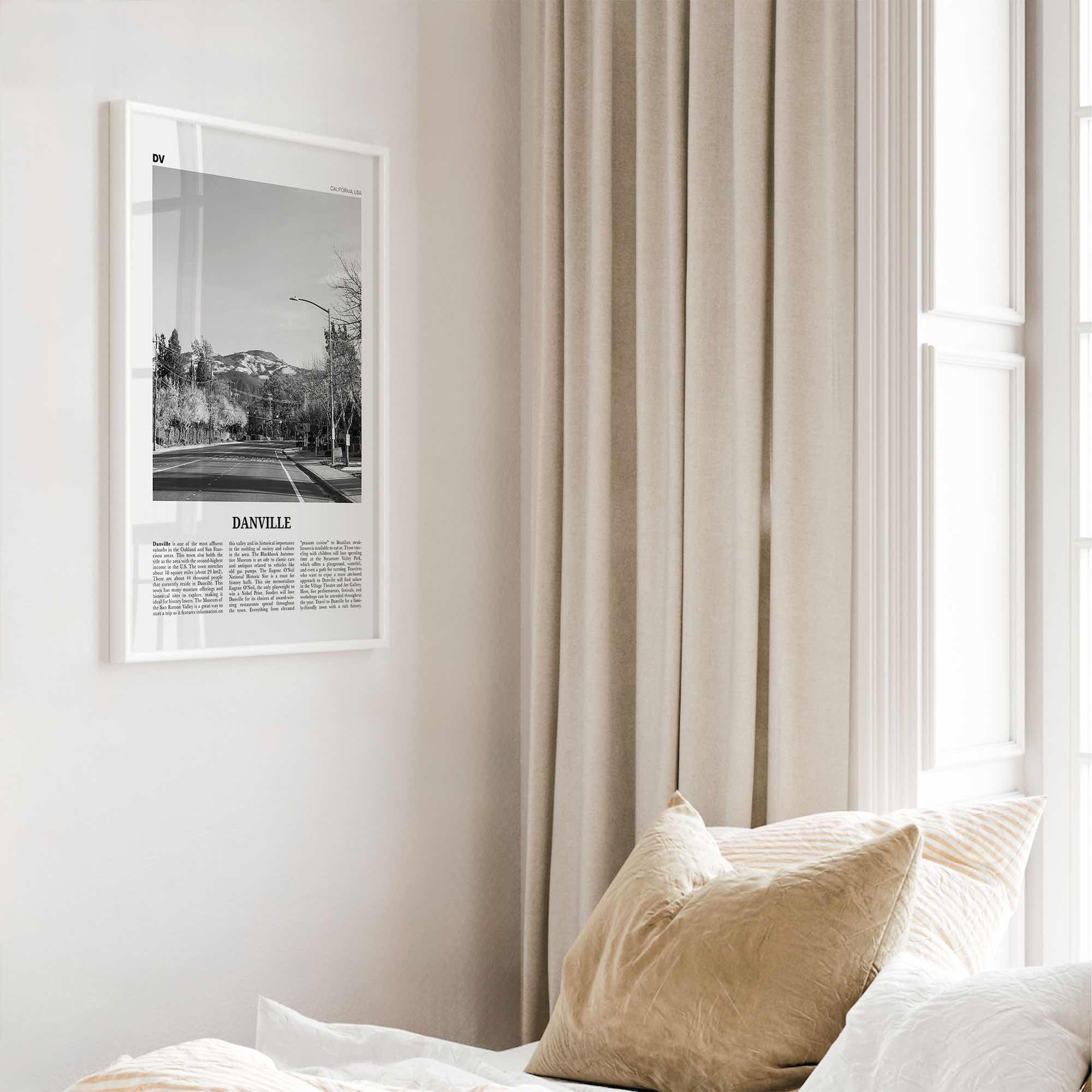 Danville Print Black and White California, Danville Wall Art, Danville Poster, Danville Photo, Danville Décor, Danville Map, USA