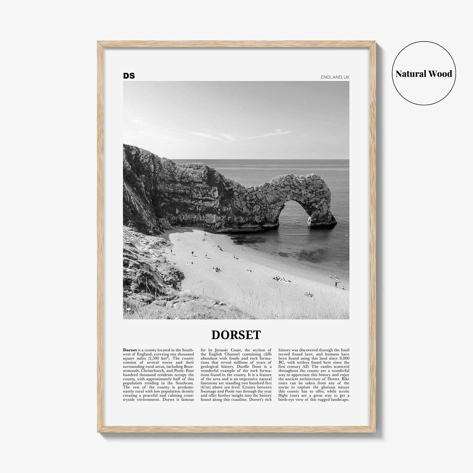 Dorset Print Black and White, Dorset Wall Art, Dorset Poster, Dorset Photo, Dorset Map, England, UK, United Kingdom