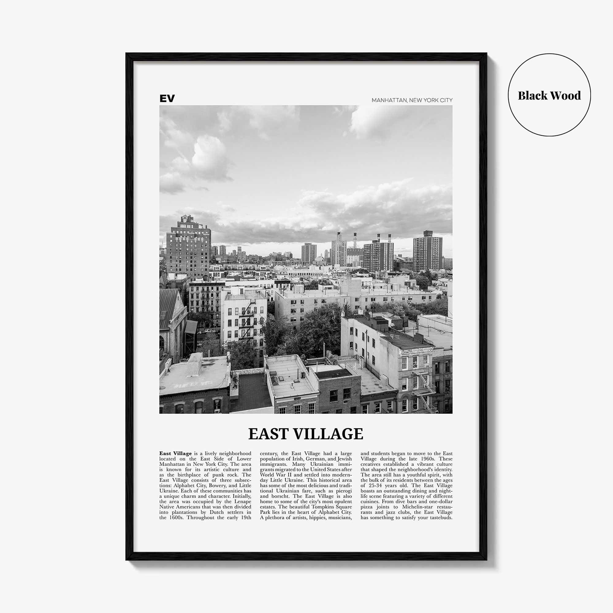 East Village Print Black and White New York, East Village Art, East Village Poster, East Village Photo, USA, United States, North America