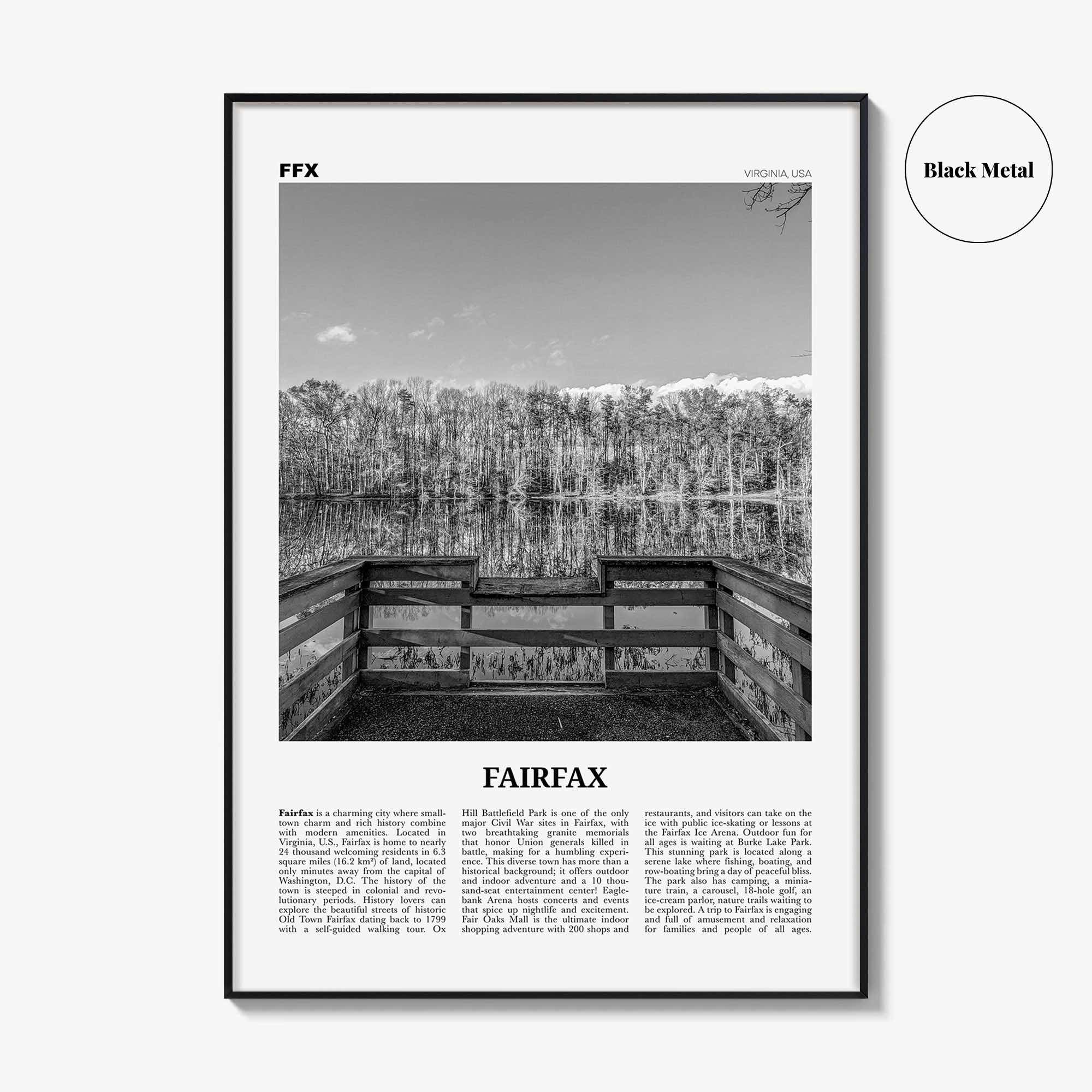 Fairfax Print Black and White Virginia, Fairfax Wall Art, Fairfax Poster, Fairfax Photo, Fairfax Wall Décor, Virginia, United States