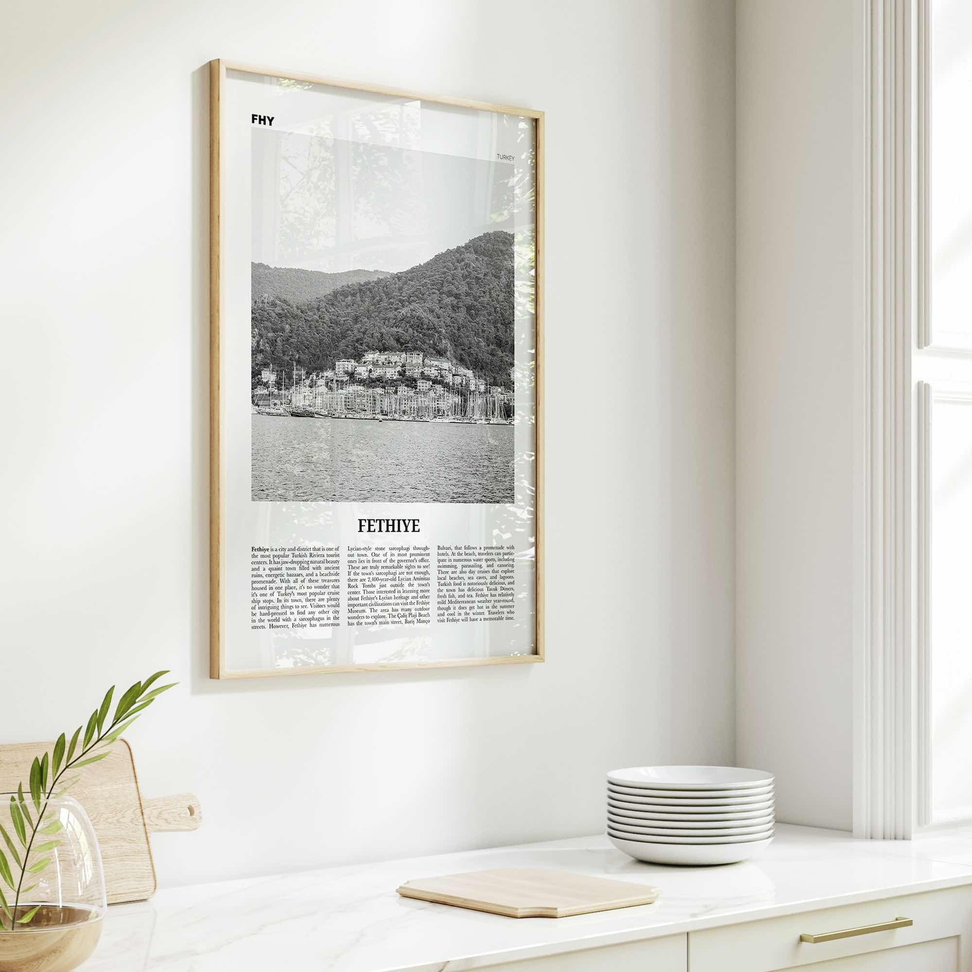 Fethiye Print Black and White, Fethiye Wall Art, Fethiye Poster, Fethiye Photo, Fethiye Wall Décor, Turkey, Europe, Türkiye, Turkish
