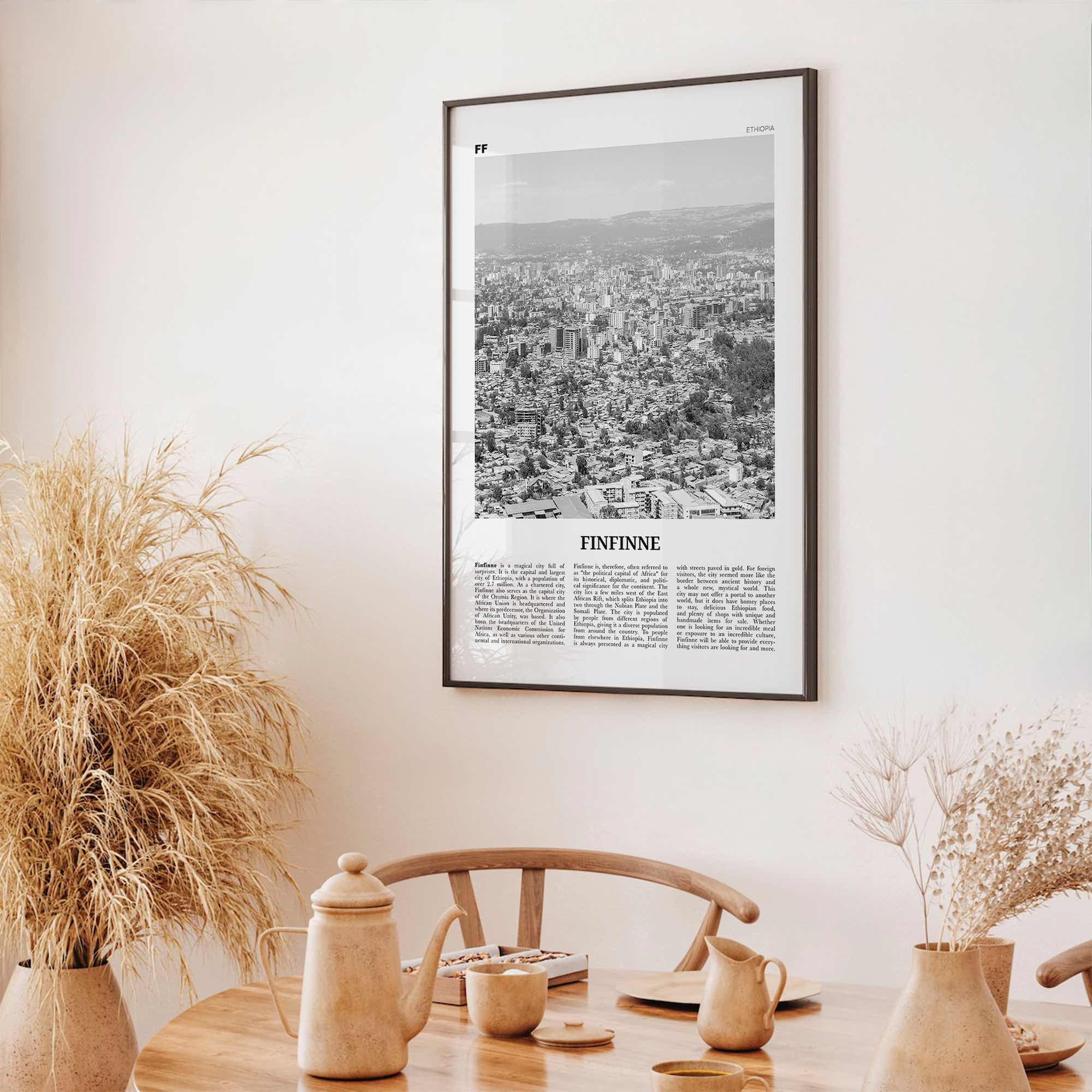 Finfinne Print Black and White, Finfinne Wall Art, Finfinne Poster, Finfinne Photo, Finfinne Wall Décor, Finfinne Map, Addis Ababa, Ethiopia